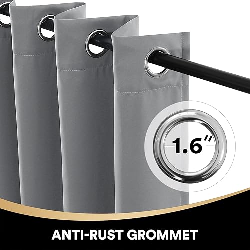 Miniatura 3 de PrinceDeco Cortinas 100% opacas para dormitorio, 54 pulgadas de largo, con aislamiento térmico, bloqueo de luz completa, con forro negro, cortinas