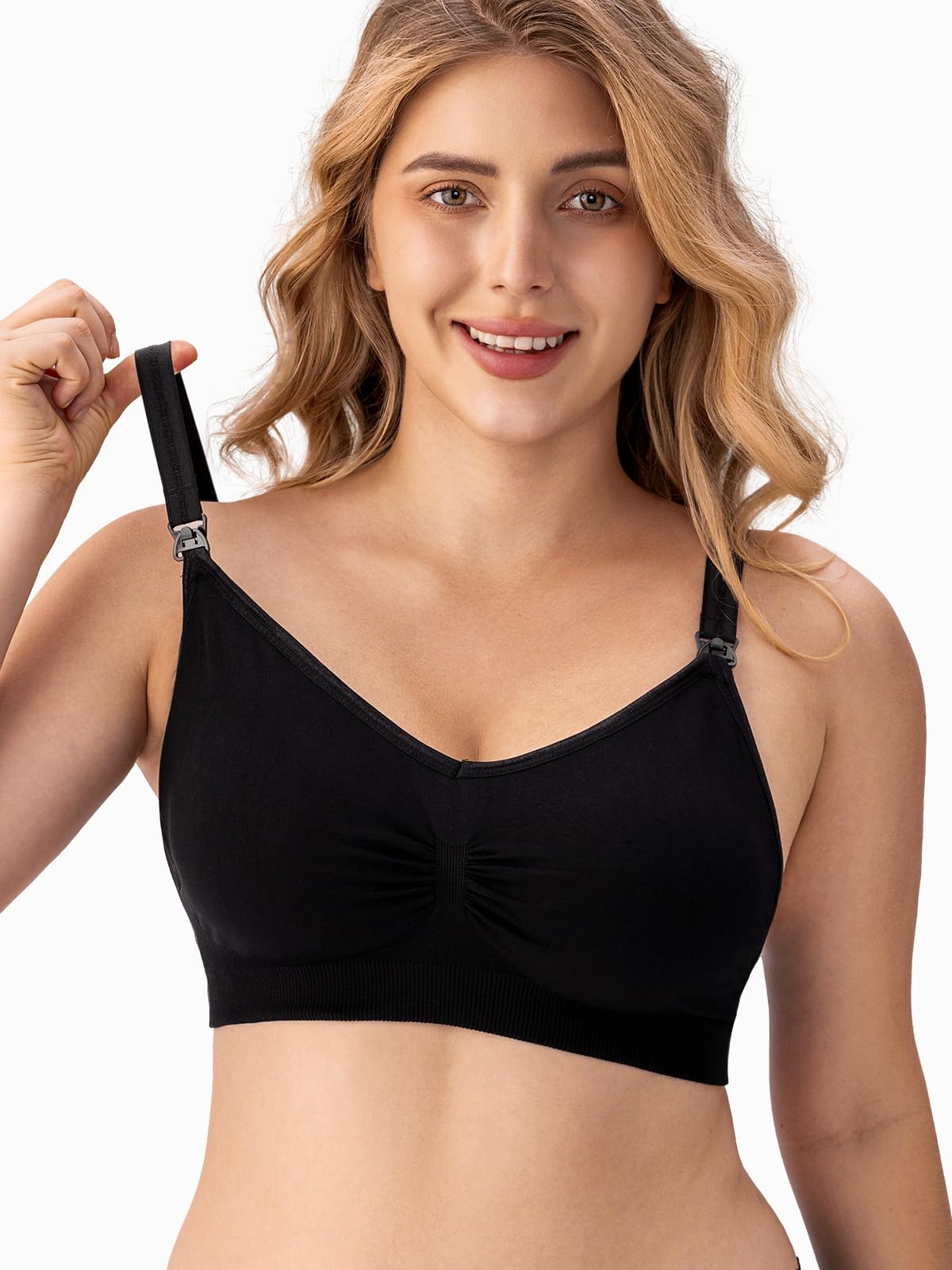 HBselect 5 Pcs Schwangerschafts Still BH Nahtloser Still-BH mit zusätzlichen BH-Verlängerungen Stillen und Schlaf Ohne Bügel für Damen