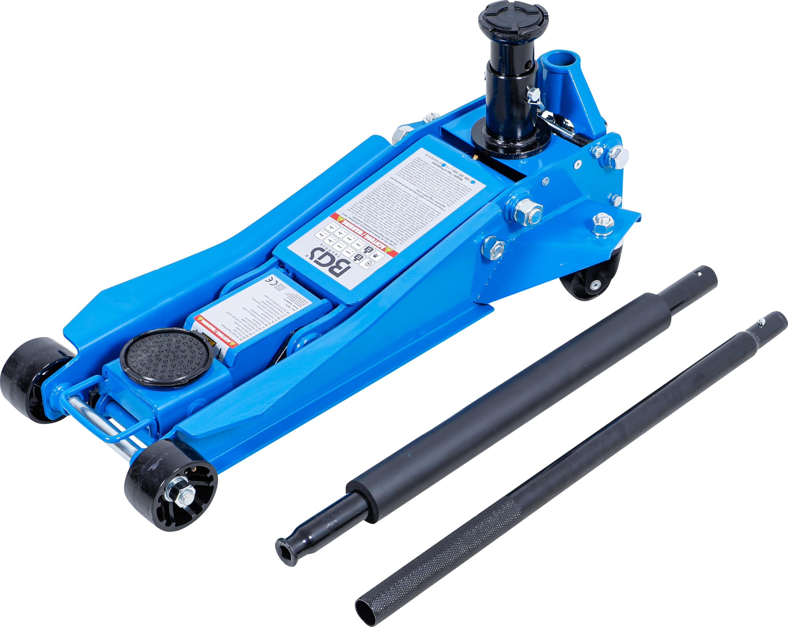 BGS 7875 | Rangier-Wagenheber hydraulisch | 2 t / 3 t | 98-765 mm | Pkw, SUV und Kleintransporter | Doppelhubkolben-Mechanik | Hebellänge 1250 mm | Stahl | Hubteller Ø 98 / 80 mm