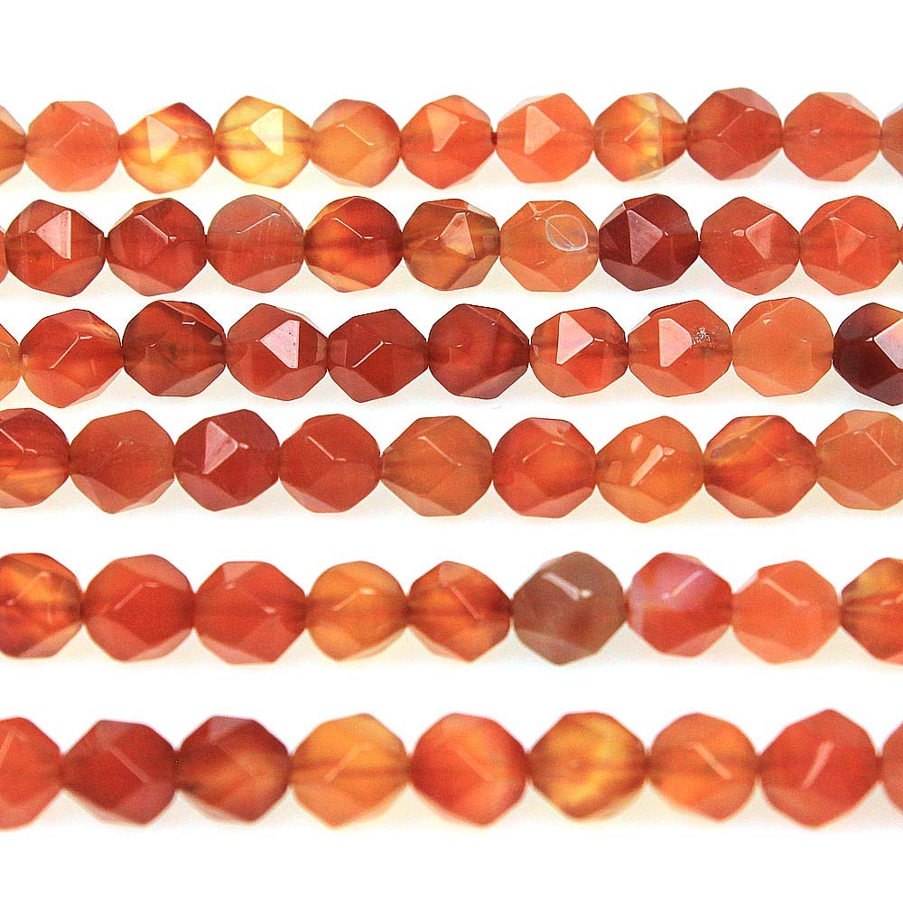 MJDCBMJDCB Best Sellers Natural Stone Beads Faceted Polygon Red Agate Crystal Energy Stone Healing Power for Jewelry Making(8mm)