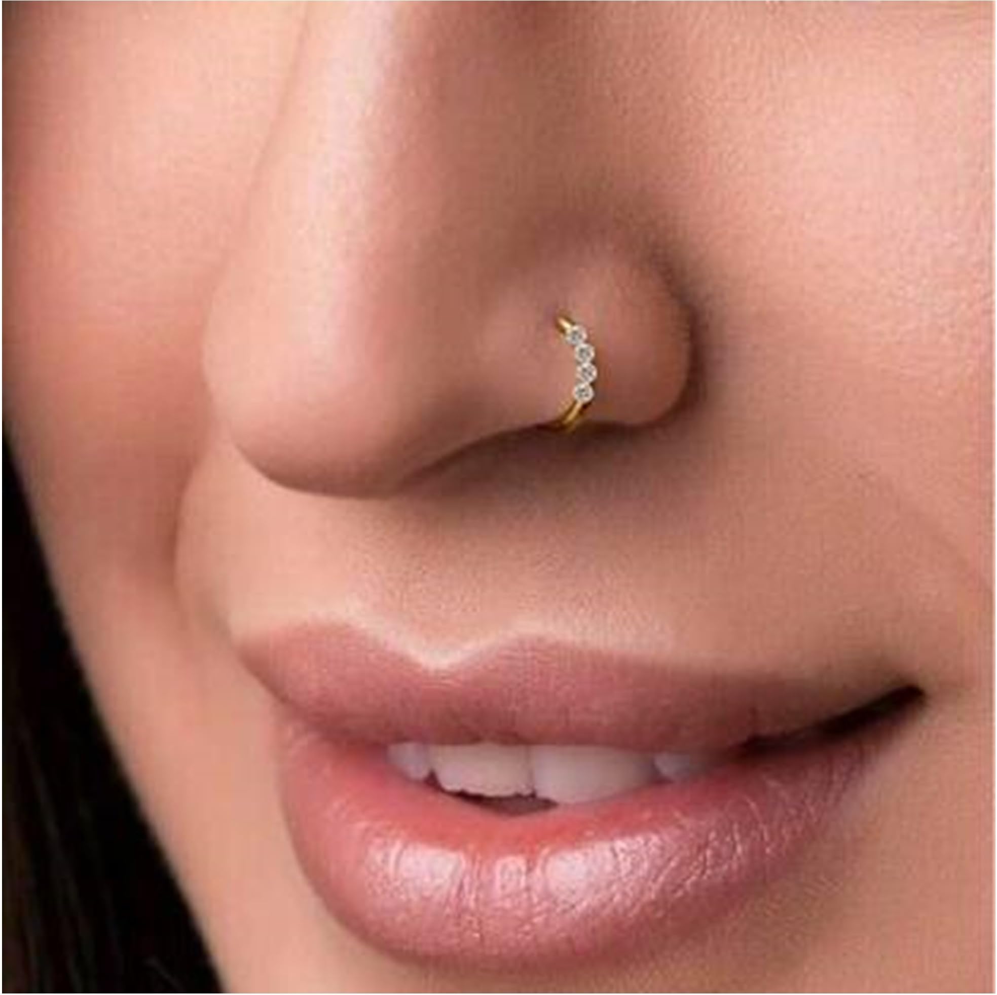 Gold-Plated Plated Brass, Metal Nose Stud White-image-39