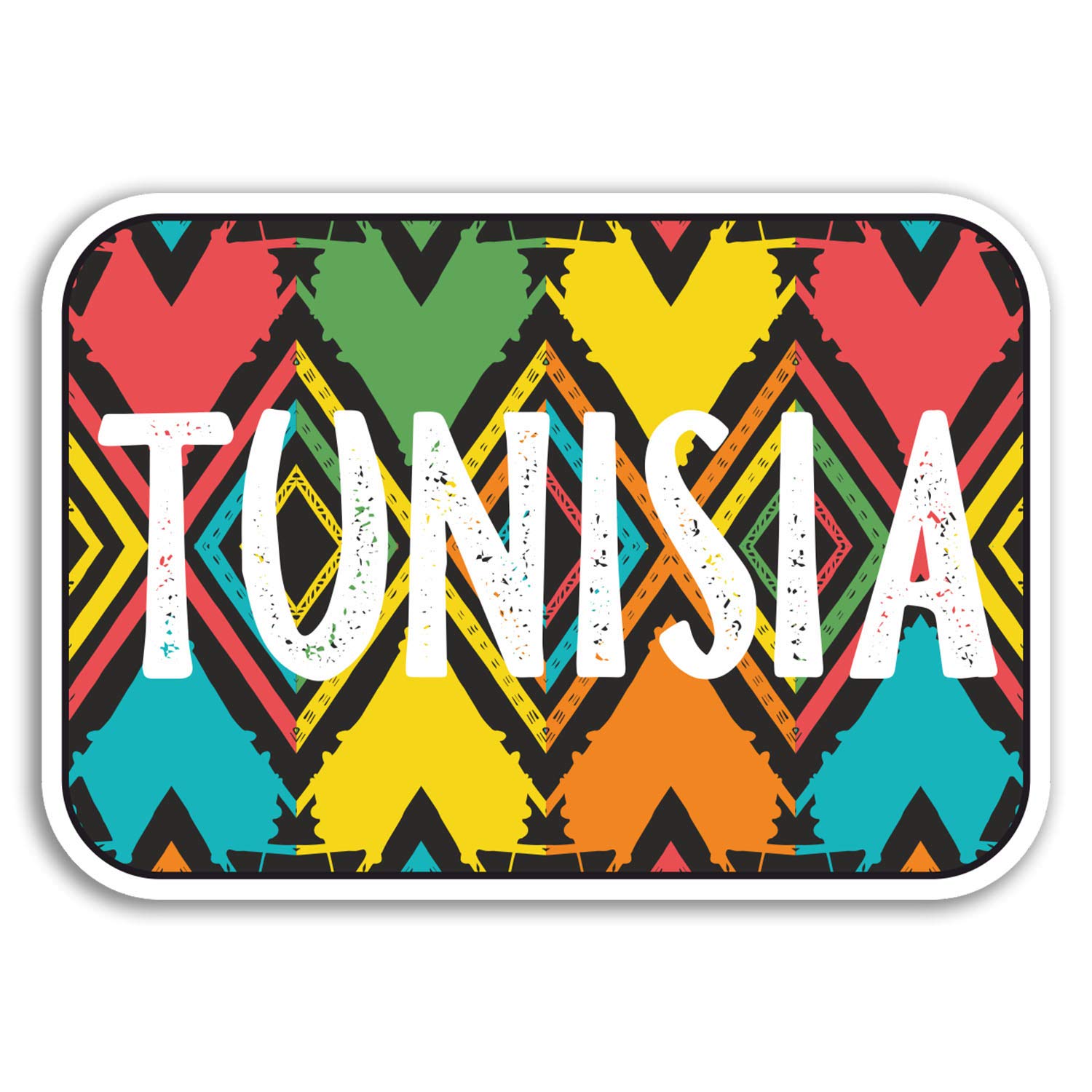 Destination Vinyl Ltd Multi 2 X 10Cm Tunisia Africa Vinyl Stickers - Tribal Travel Sticker Luggage #18850 (10Cm Wide)