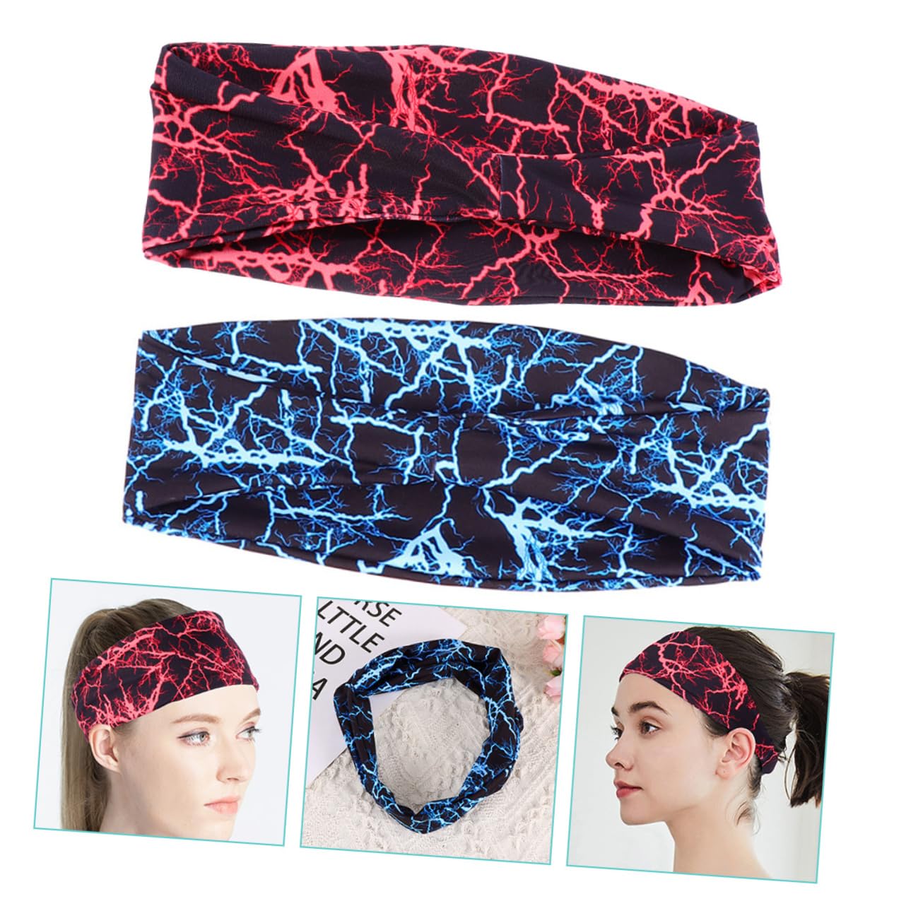 LIOOBO Fitness Antiperspirantgürtel Trainingsstirnbänder Für Frauen Dehnbar Schweißband Haarbänder Für Damenhaar Sport-Stirnband Für Frauen Polyester