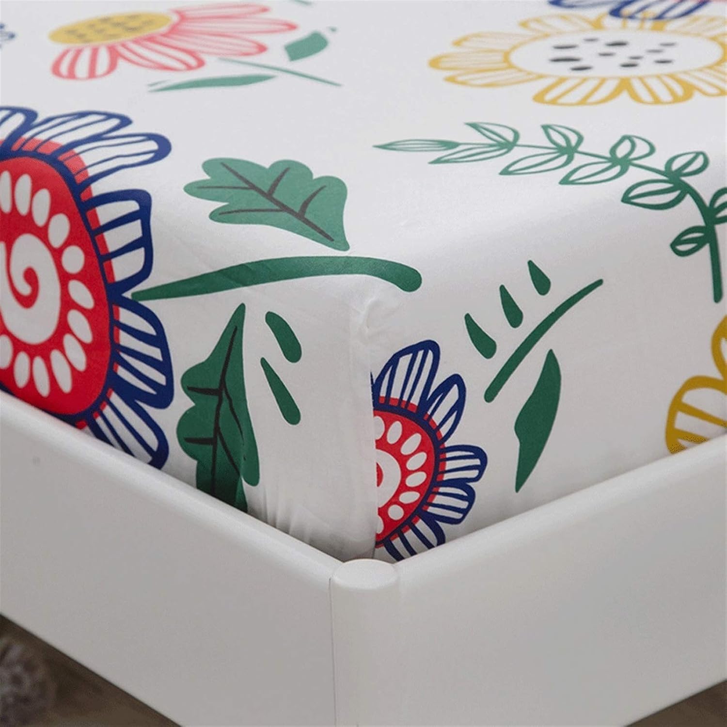 100% Cotton 15cm Deep Pocket Fitted Sheet Twin Only Small Floral Big Flowers Kids Fitted Bottom Sheet Soft Decorative Fabric Double Full King Queen (Color : D, Size : 120x200+30cm)