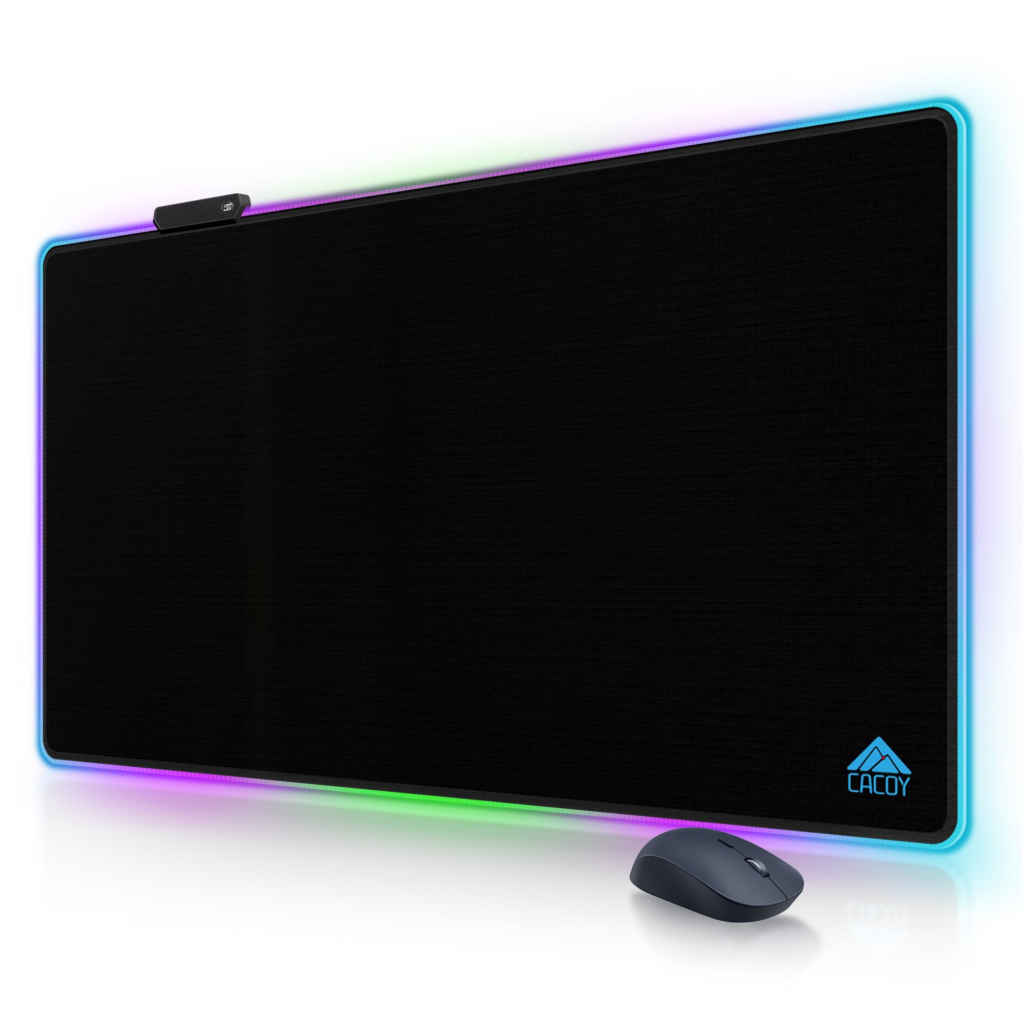 Cacoy 1100x600mm RGB Gaming-Mauspad, Großes Mauspad 9 Beleuchtungs-Modi LED | Übergröße Schreibtischunterlage, Rutschfester Gummibasis Mousepad XXL, Verbessert Geschwindigkeit für Zuhause&Büro, Schwarz