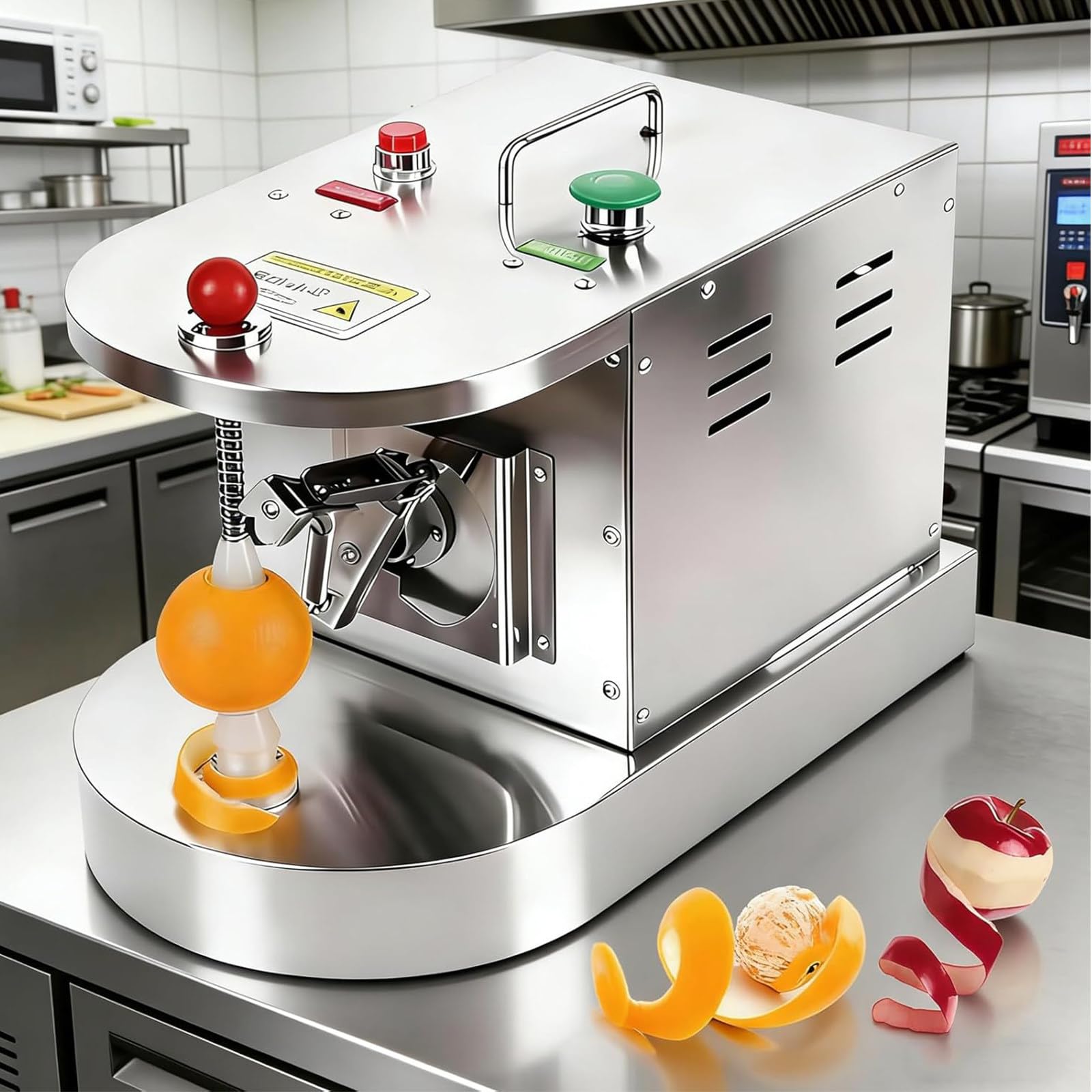 ZenSeFarin Commercial Electric Fruit Peeling Machine,Full Automatic Stainless Steel Peeler for Lemon and Orange,Adjustable Height and Thickness,Easy to Operate,for Restaurant Kitchen