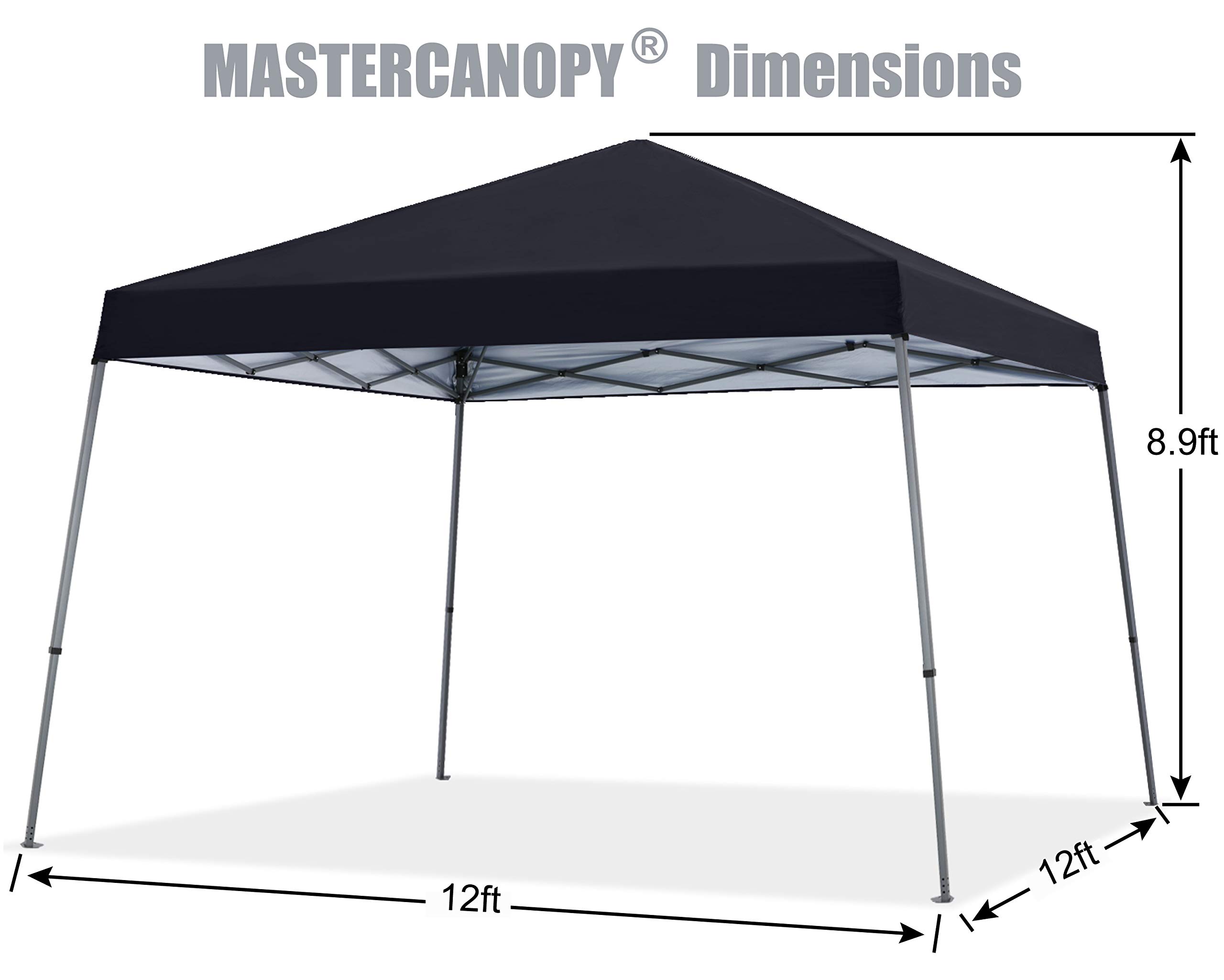 MASTERCANOPY Portable Pop Up Canopy Tent Beach Canopy with Large Base (12x12,Black)