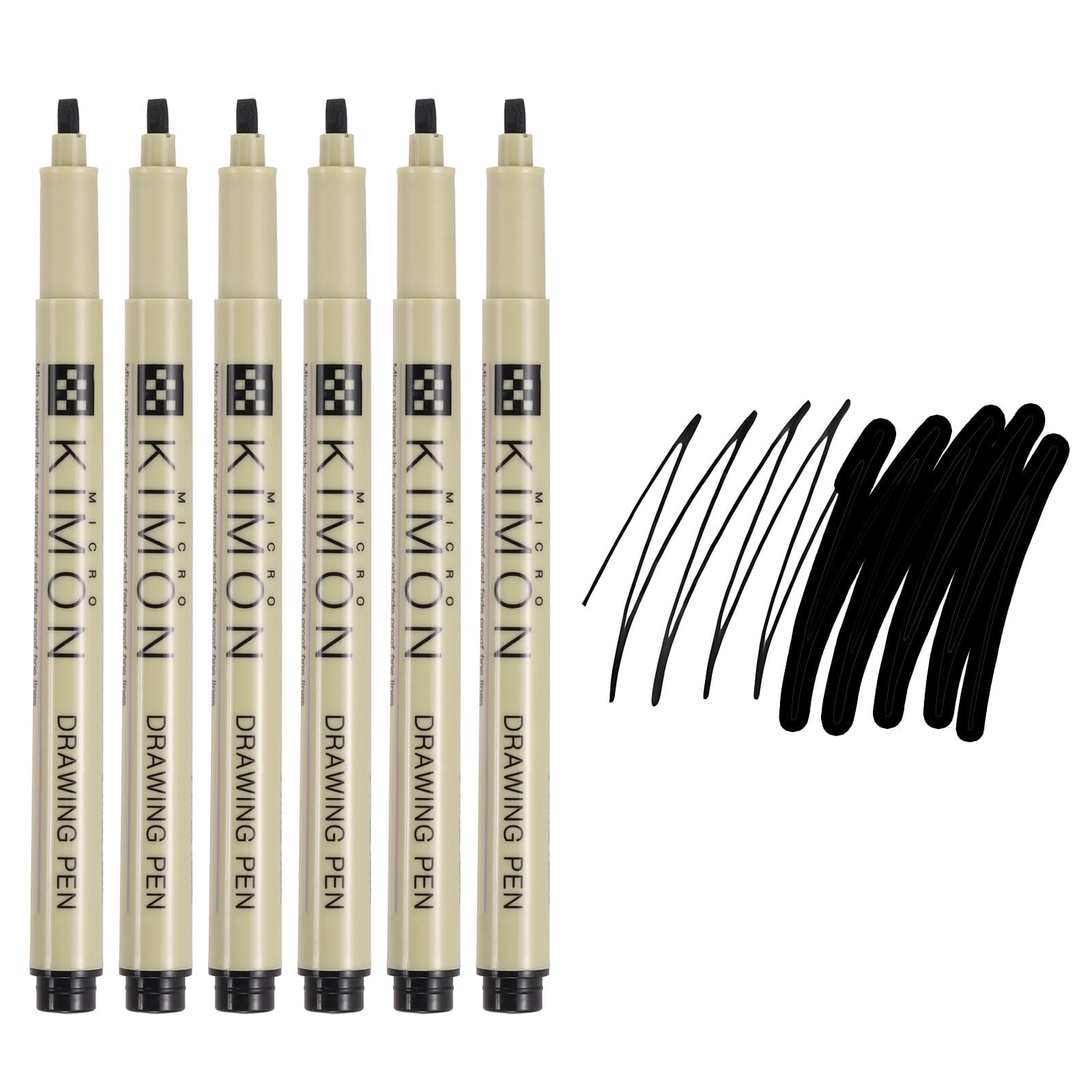 PATIKIL Fineliner Pens, 3mm Bold Tips Drawing Pen Waterproof Inking Markers Liner Artist Watercolor Supplies Drawing Kit for Adult Sketching Journaling, Pack of 6