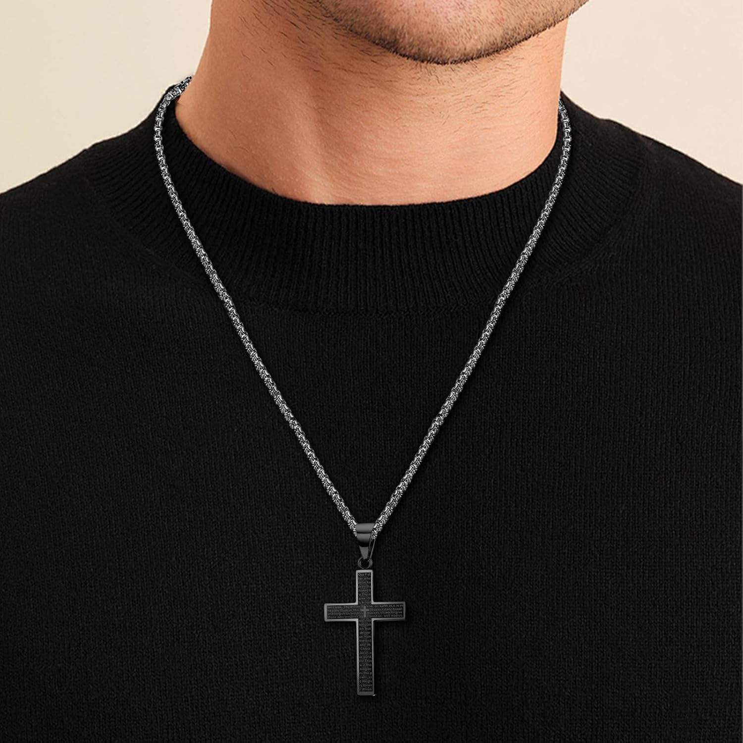 Aangepaste gepersonaliseerde kruisketting, heren gegraveerde kruishanger, roestvrijstalen kruisketting, cadeaus voor mannen, christen, naamketting, vrouwen - België