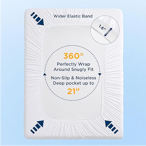 Miniatura 5 de Bedsure Protector de colchón impermeable Queen  Protector de colchón suave y esponjoso, lavable con bolsillo profundo de 8 a 21 pulgadas, funda de