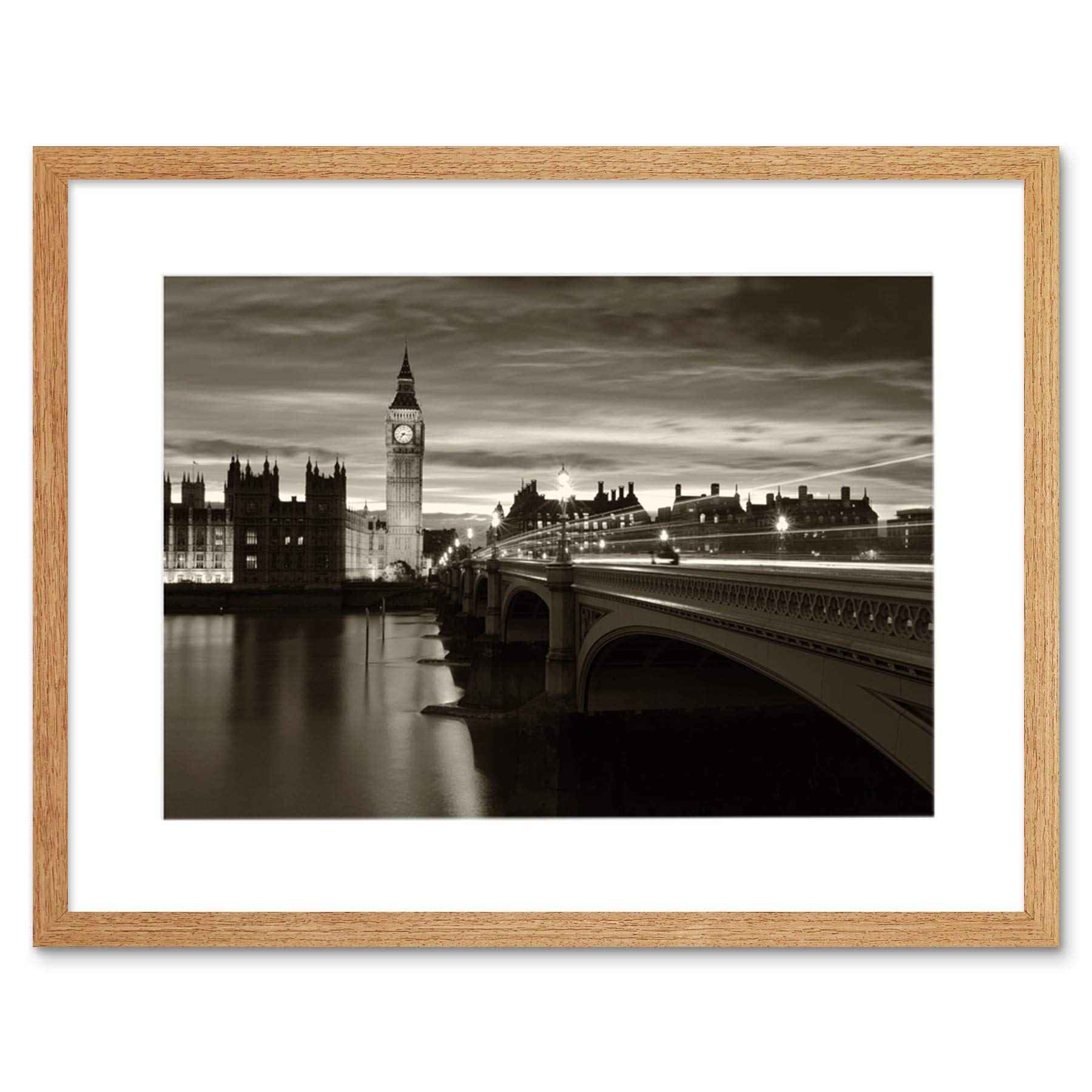 Wee Blue Coo Sepia London Big Ben Art Print Framed Poster Wall Decor 12x16 inch