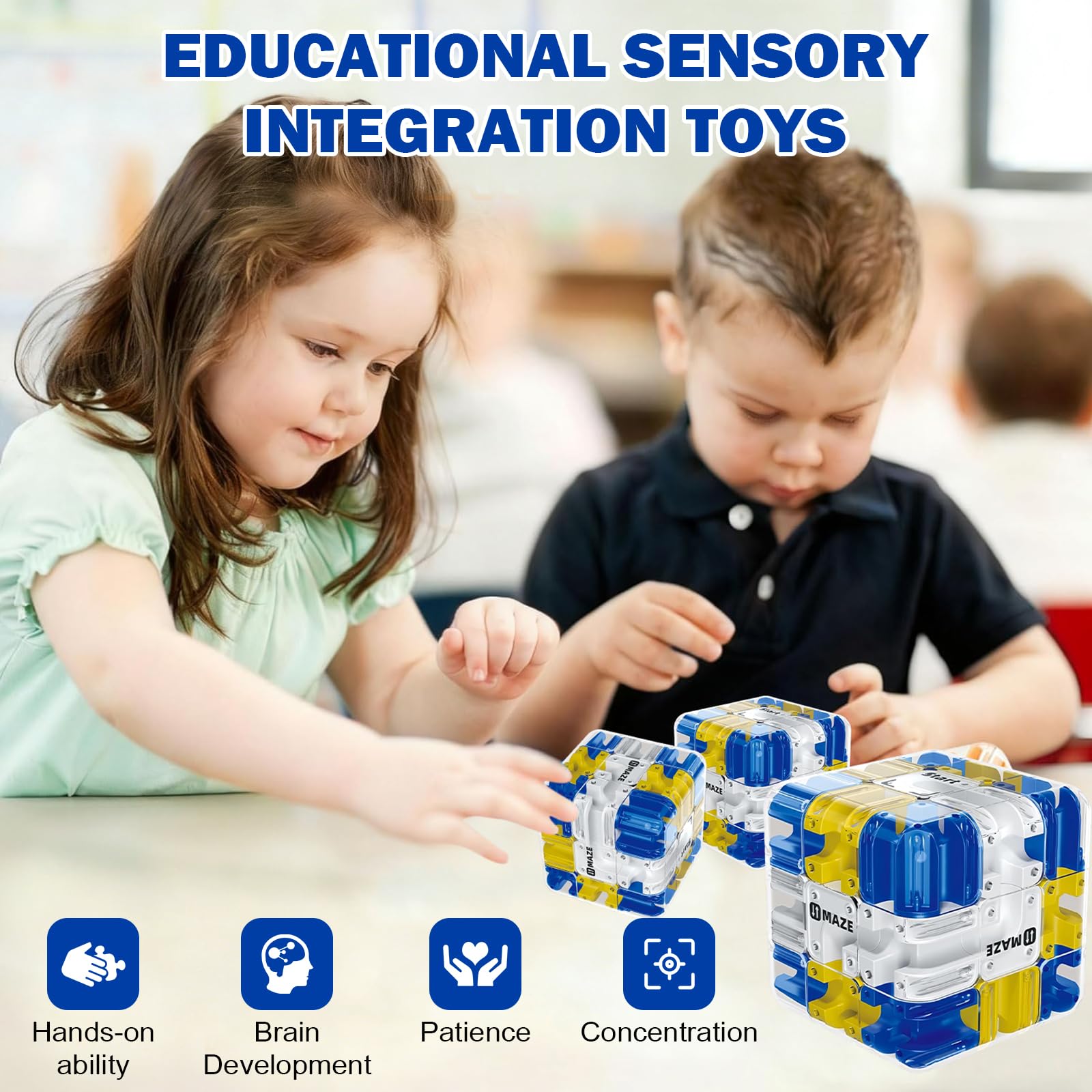 Cubo Laberinto 3D Grande con Bola - Juguete Educativo para Aliviar el Estrés, Entrena la Lógica y Concentración, Mejora la Percepción Espacial, Juego de Ingenio y Pensamiento