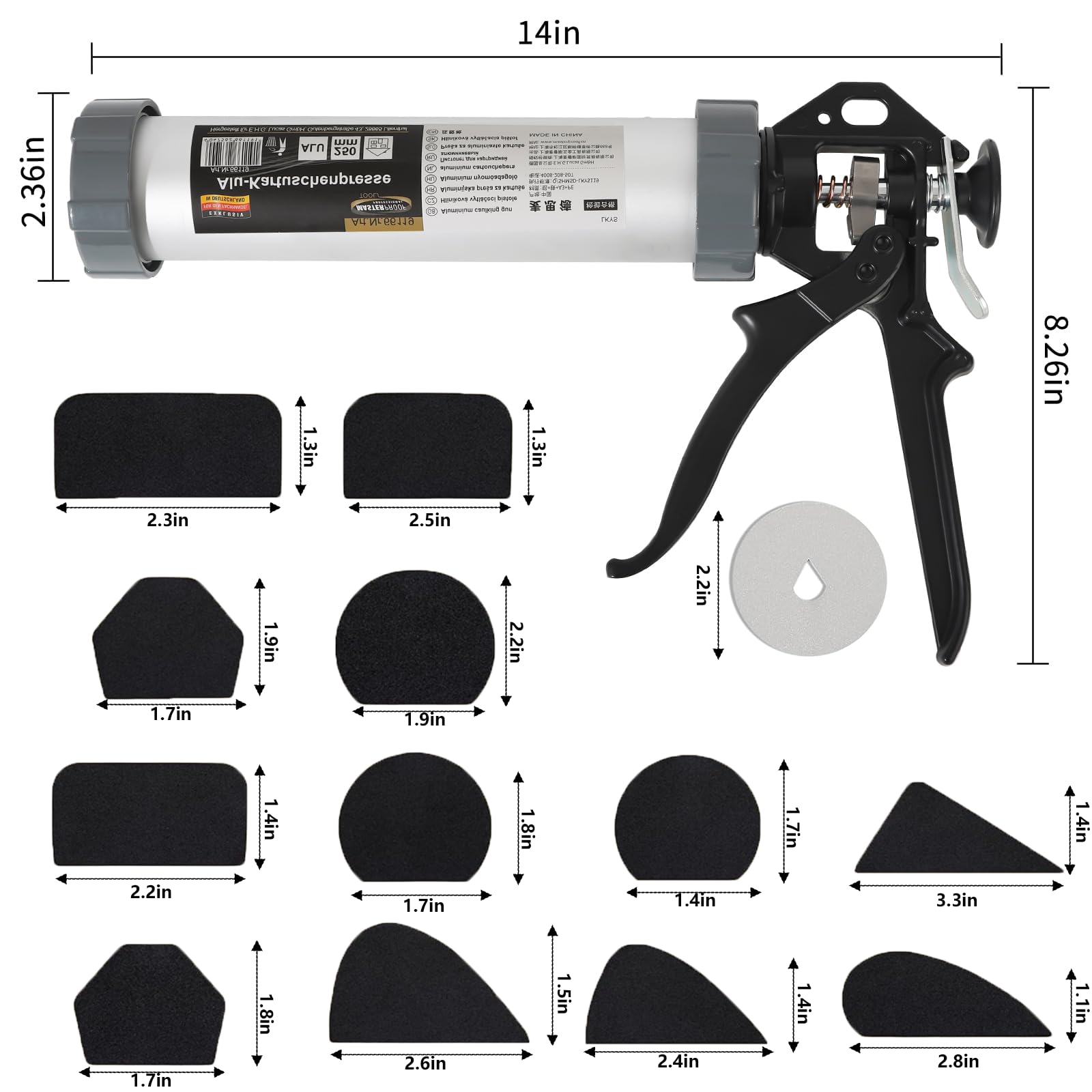 Griiyakii Clay Extruder Tool - Handheld Clay Gun with 14 Plates for Sculpting and Crafting, Includes 12 Pcs Mug Handle Forms Pottery Shaping Tool Kit
