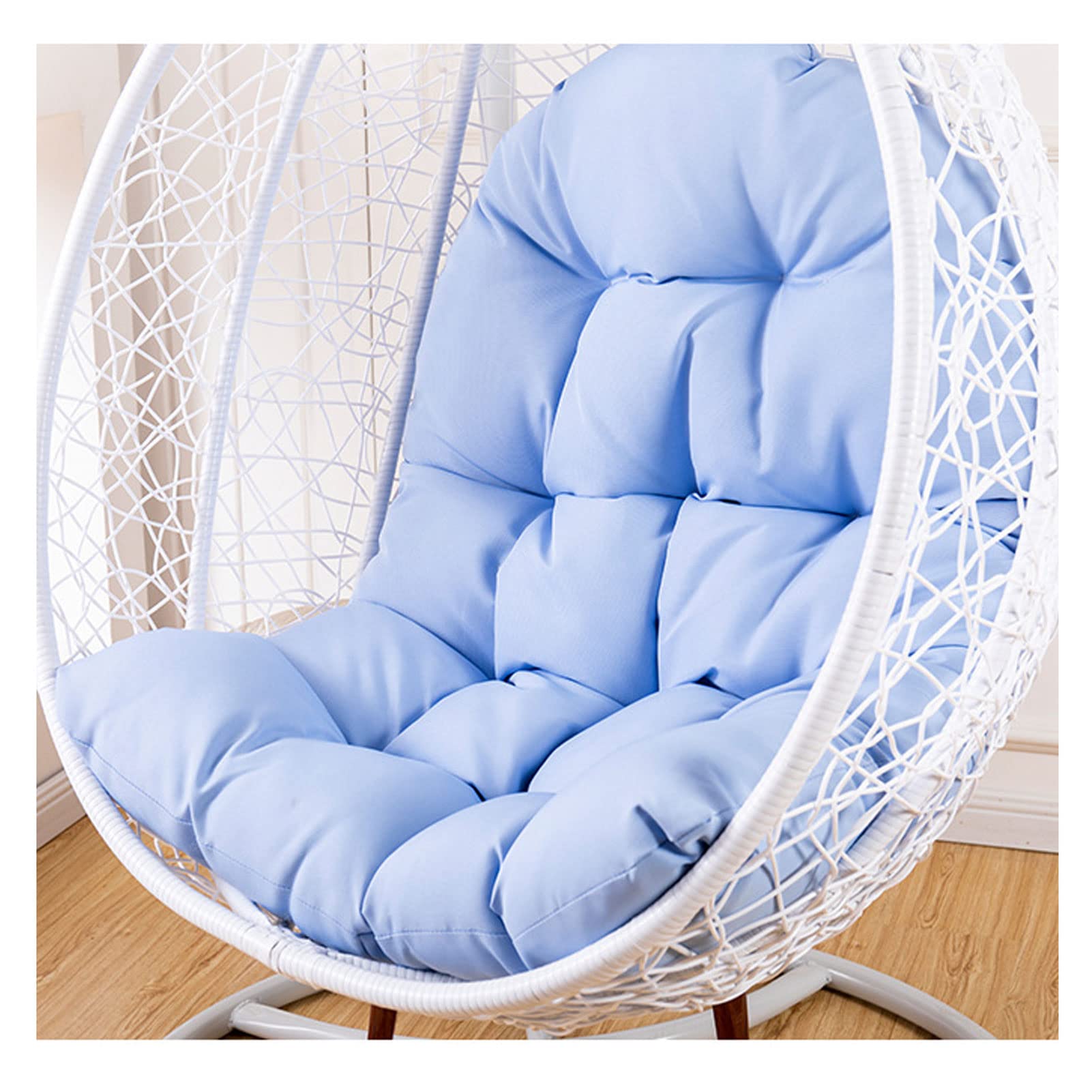 GAOXIAO Hanging Egg Chair Cushion Replacement, Wicker Rattan Hammock Hanging Seat Mat, Waterproof Sun-Resistant Garden Chair Pads for Indoor and Outdoor(Not Including Chair)(Color:Blue)