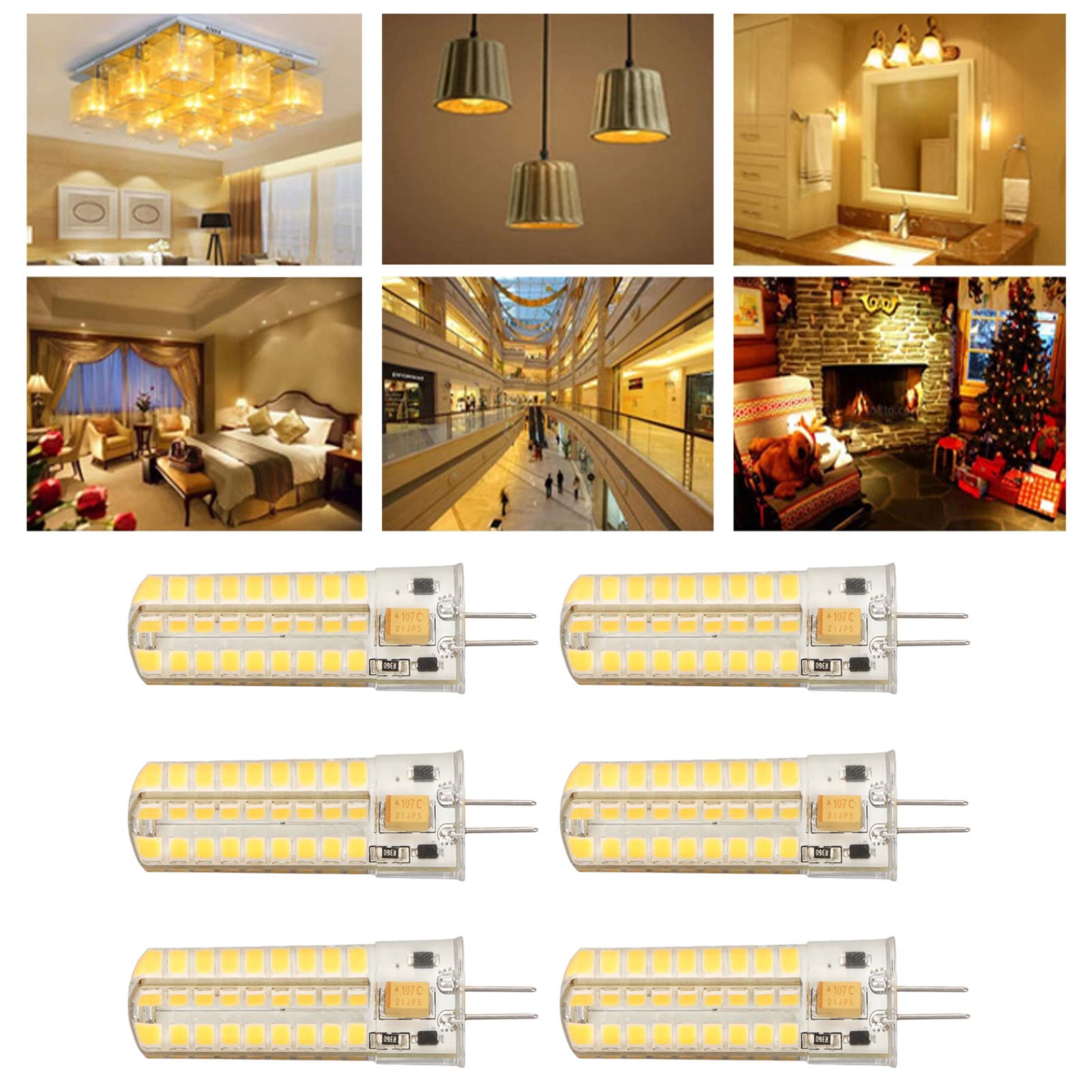 Haofy 6pcs G4 LED Birne 700LM 7W 72LED 360 Grad Beleuchtung Silikon G4 Birne für Deckenleuchte Wandleuchte AC DC12V G4 LED Glühbirne G4 Glühbirne Glühbirne(#2)
