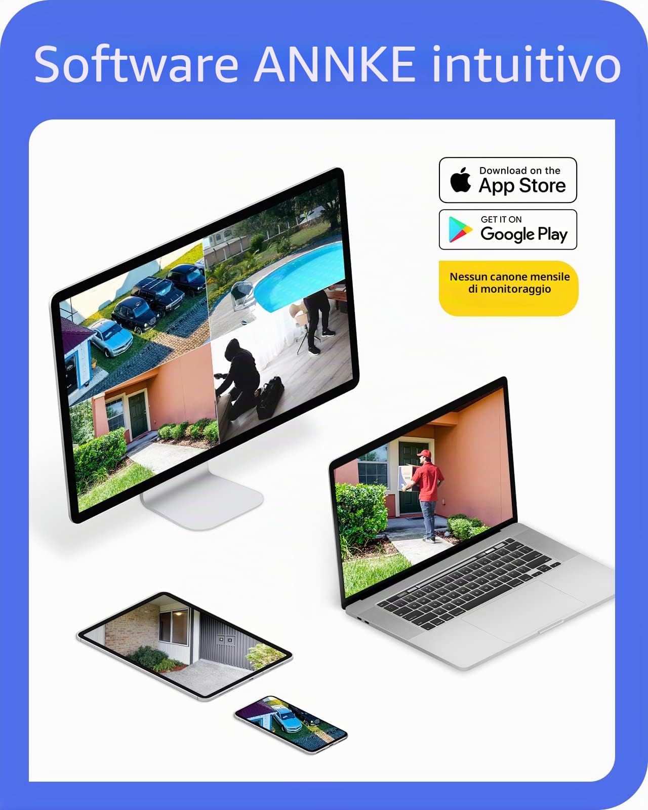 ANNKE Sistema di sorveglianza 8CH PoE NVR per registrazione 24/7, sicurezza interna ed esterna, supporta 8 X 6MP/5MP/1080p/720p HD PoE IP, H.265+ (HDD non incluso)