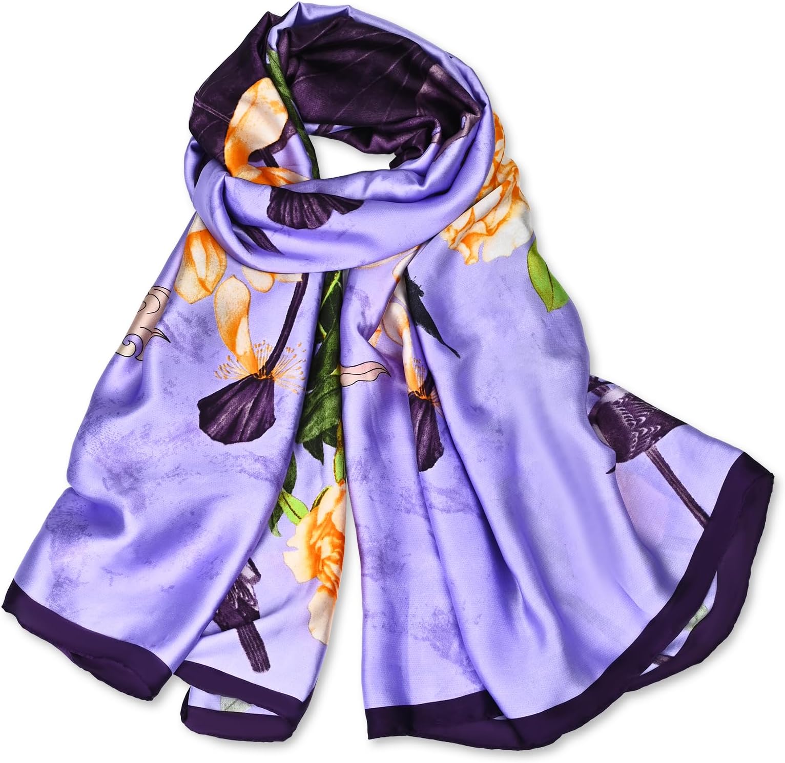 FINIZO Mulberry Silk Feeling Long Scarf for Women Large Shawls for Headscarf and Neck Sunscreen Shawls