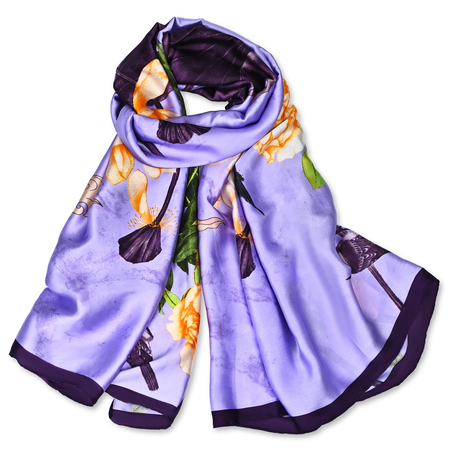FINIZO Mulberry Silk Feeling Long Scarf for Women Large Shawls for Headscarf and Neck Sunscreen Shawls