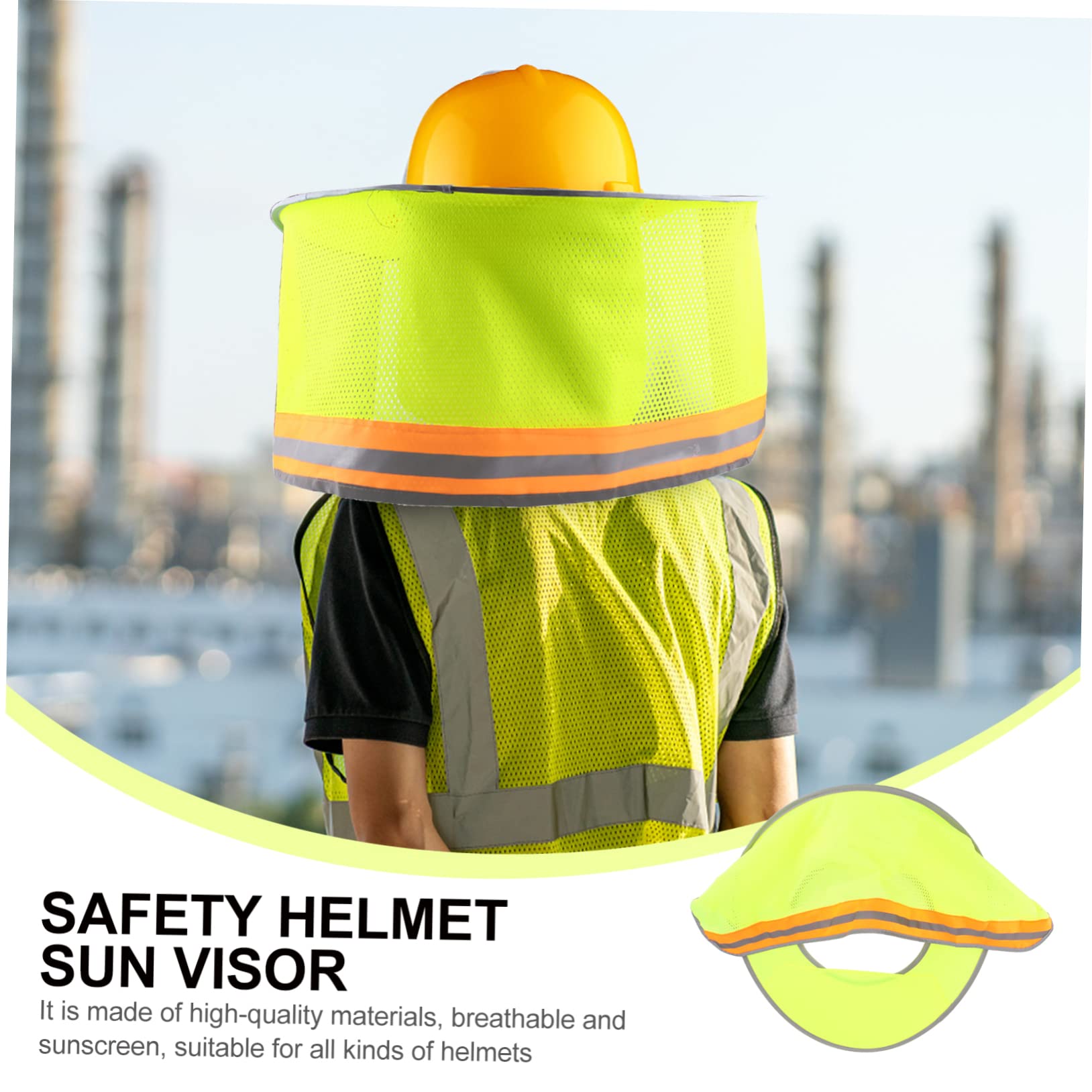 2 piezas de protección solar reflectante para casco protector de ala completa protección de cuello transpirable de alta visibilidad naranja neón para obras y actividades al aire libre