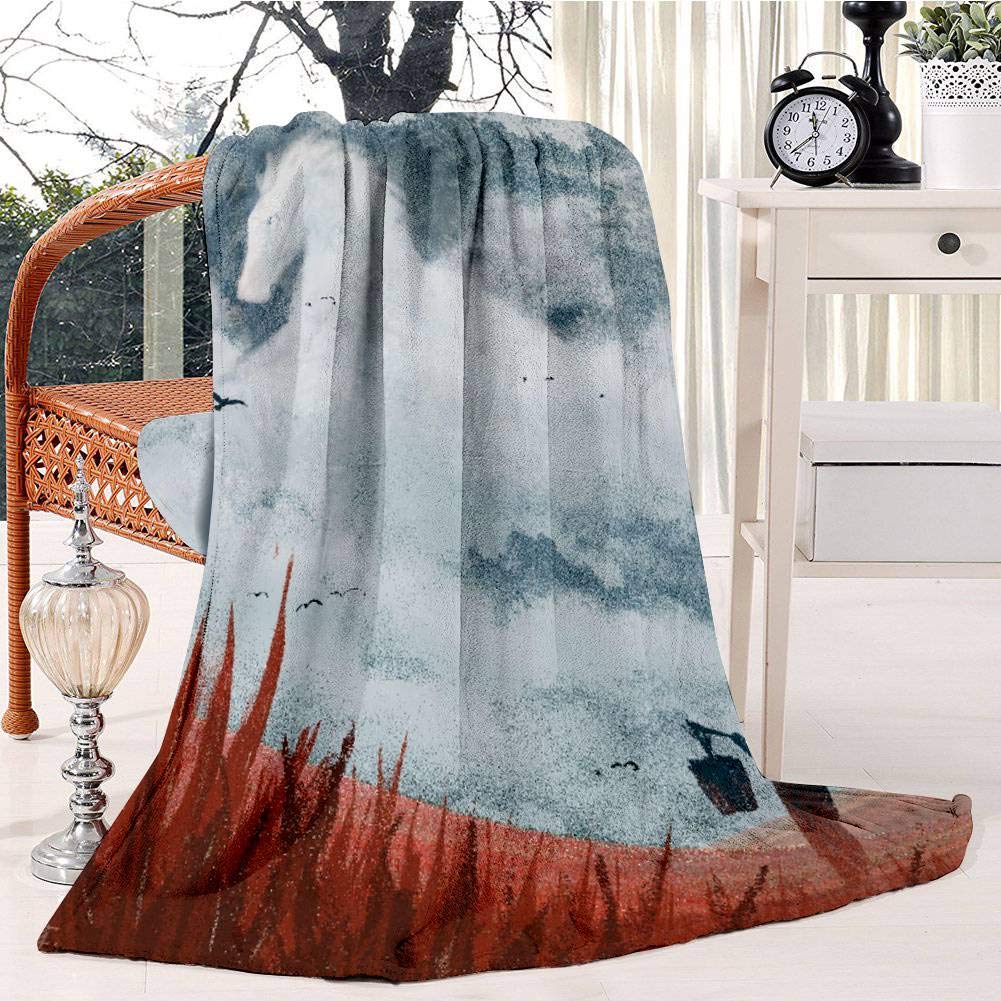 'Cloud horse of the field of red grass' Bed Blanket Plush Velvet Soft Warm Blanket Lightweight Microfiber Cozy Blanket Christmas Blanket for Bed Couch Chair Sofa, 130x150cm
