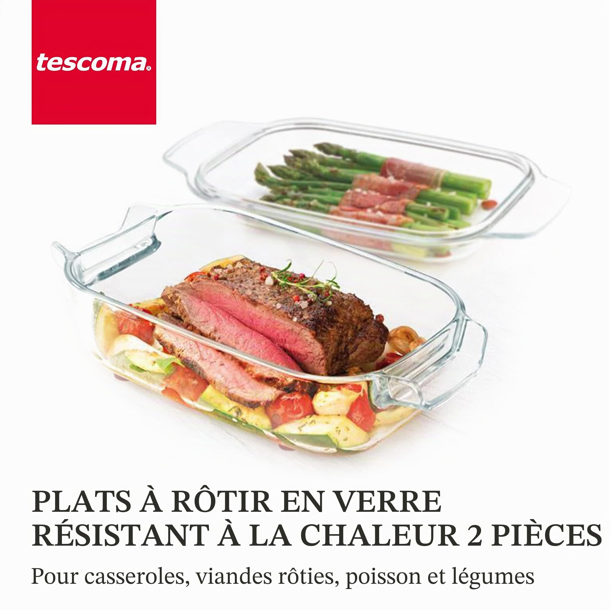 Tescoma GrandChef Plat rectangulaire avec couvercle, verre, 40 x 26 cm