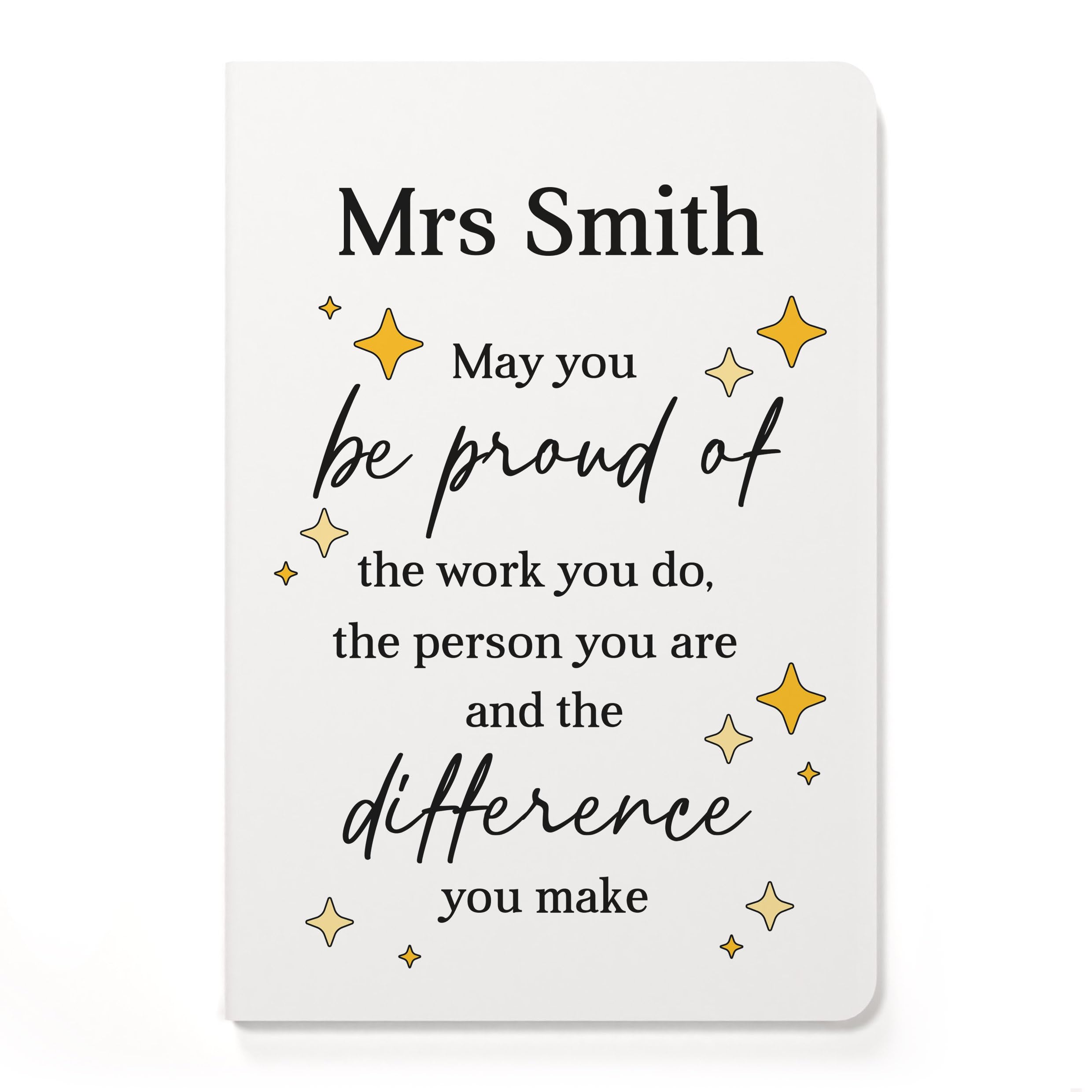 Beecreative Personalised Thank You Gifts for Teachers - Custom A5 White Notebook and Pen Set - Leaving Gifts For Colleagues