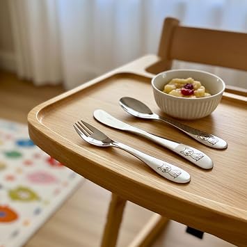 Çocuk Çatal Kaşık Bıçak Seti 3'lü Paslanmaz Çelik Yemek Takımı Kutulu (+3 Yaş) P674