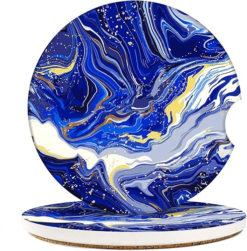 Britimes Posavasos absorbentes para automóvil para bebidas, paquete de 2 portavasos, piedra de cerámica de 2.56 pulgadas y base de corcho