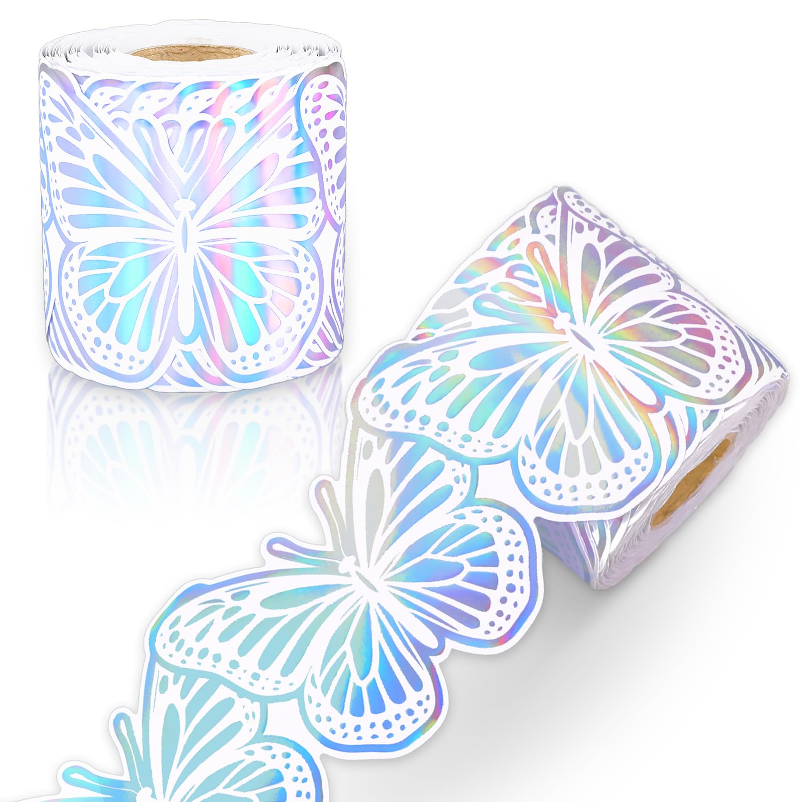 Whaline 65.6ft Holographic Butterfly Bulletin Board Borders Colorful Butterfly Die-Cut Border Trim for Chalkboard Wall Decoration