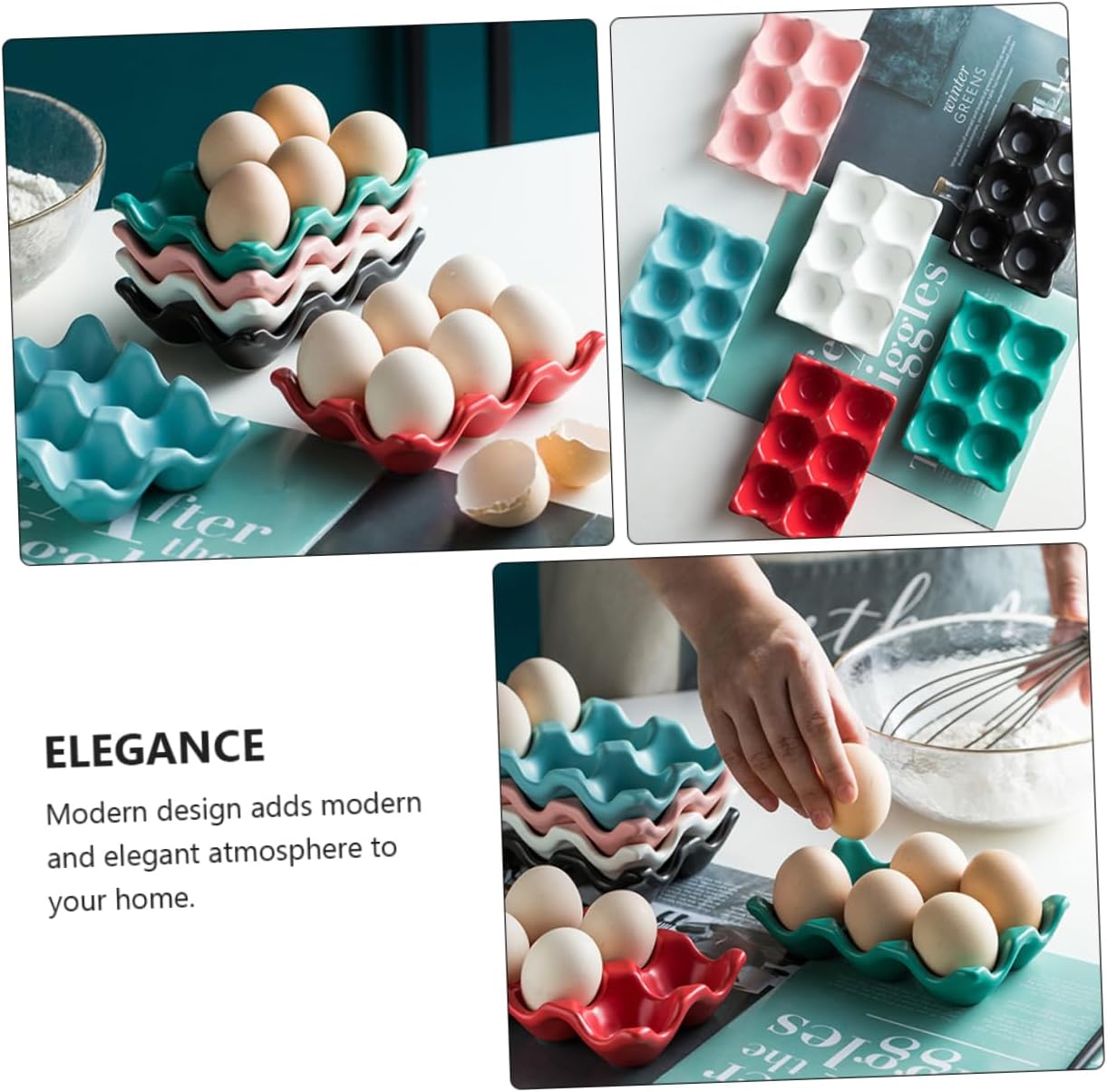 2pcs Stackable Ceramic Holder Kitchen Storage Tray for Compact Design for Refrigerator Organization and Easy to Clean