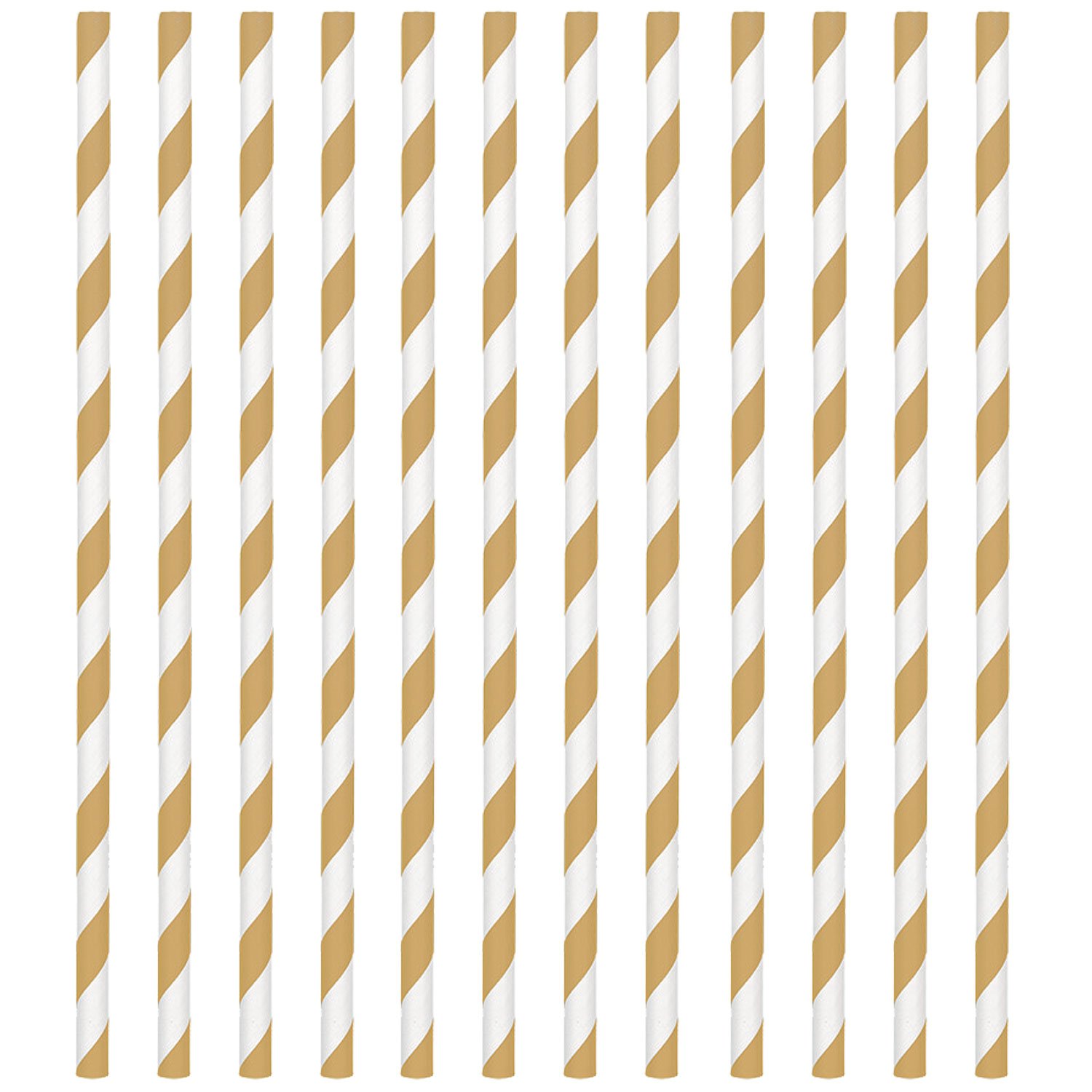 24 Gold-gestreifte Papierstrohhalme Von Amscan – 19 Cm Lang, Lebensmittelecht & Partytauglich