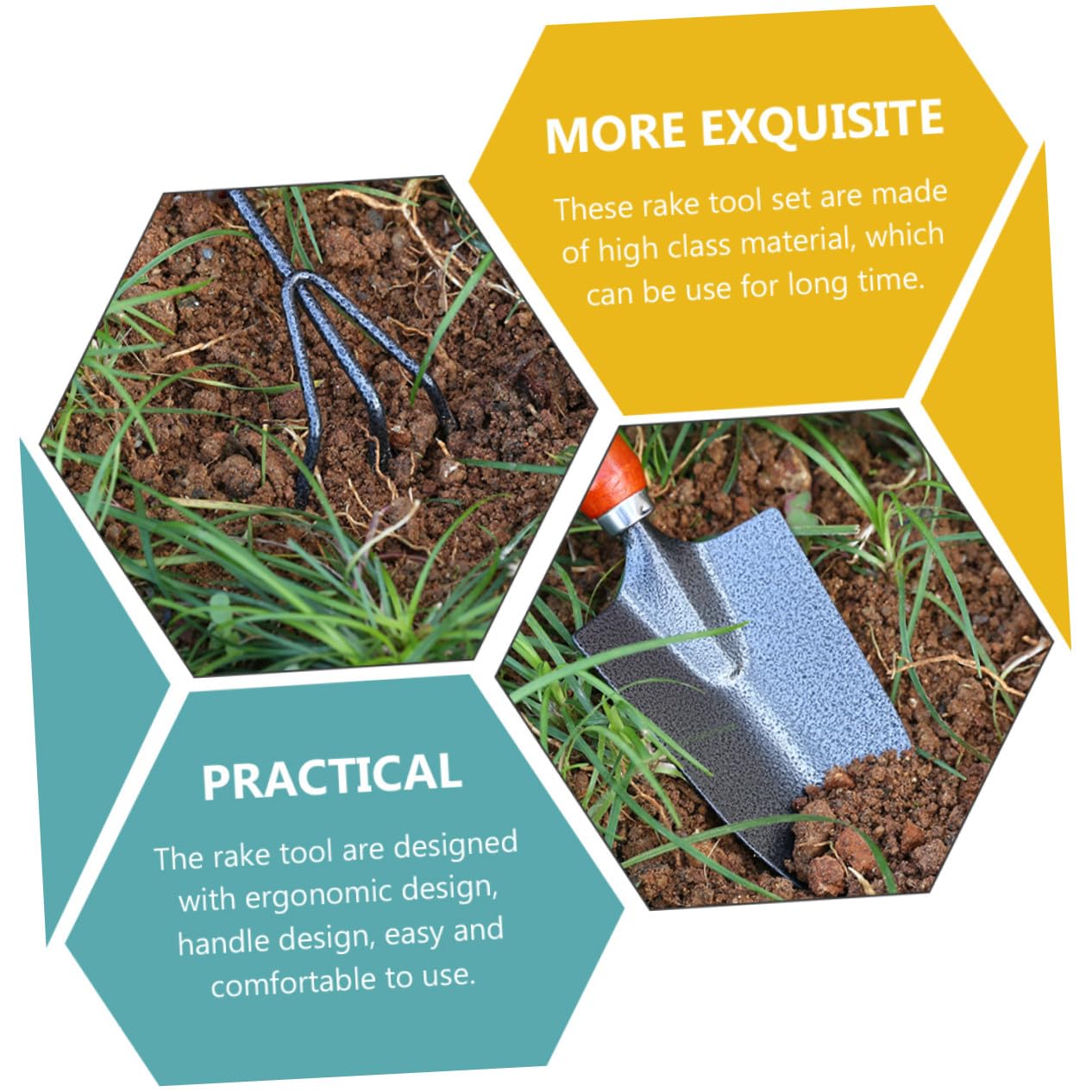 Ensemble D'outils de Jardinage 1 Set en Acier Inoxydable Pelle Légère et Râteau Ergonomique pour Jardin Extérieur Pratique