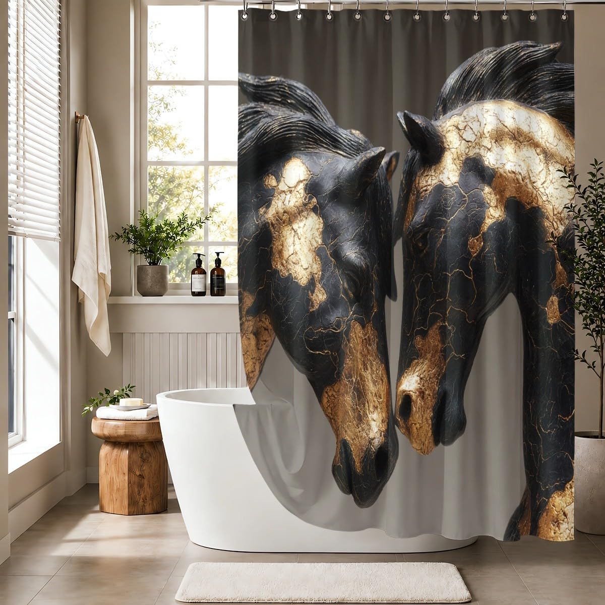 Generico Tenda Doccia 240x200 cm Grigio Antimuffa e Impermeabile Poliestere