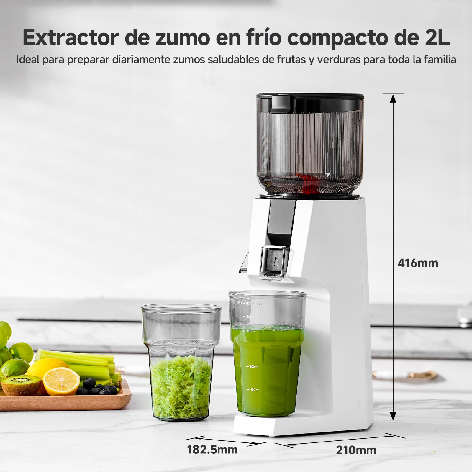 AAOBOSI Exprimidor, 200 W, exprimidor de verduras y frutas, ganador de la prueba con 132 mm gran orificio de llenado sin precorte, exprimidor lento con 700 ml sin bisfenol A recipiente para frutas y