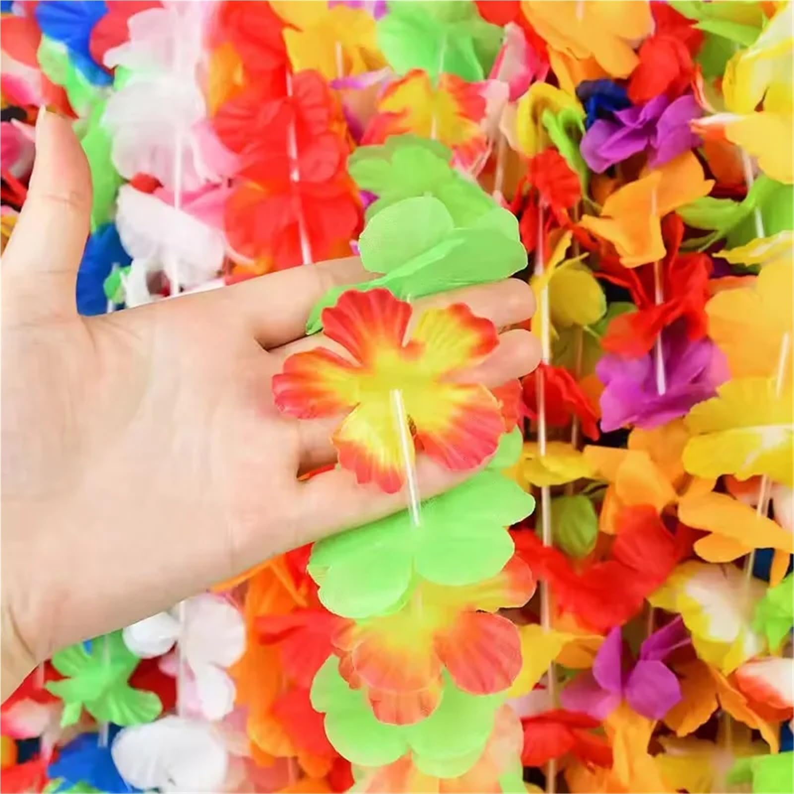 Hawajskie lei, Hawajski naszyjnik ze sztucznych kwiatów, różne kolory, 20-50 szt., upominki na przyjęcie weselne(50Pcs)
