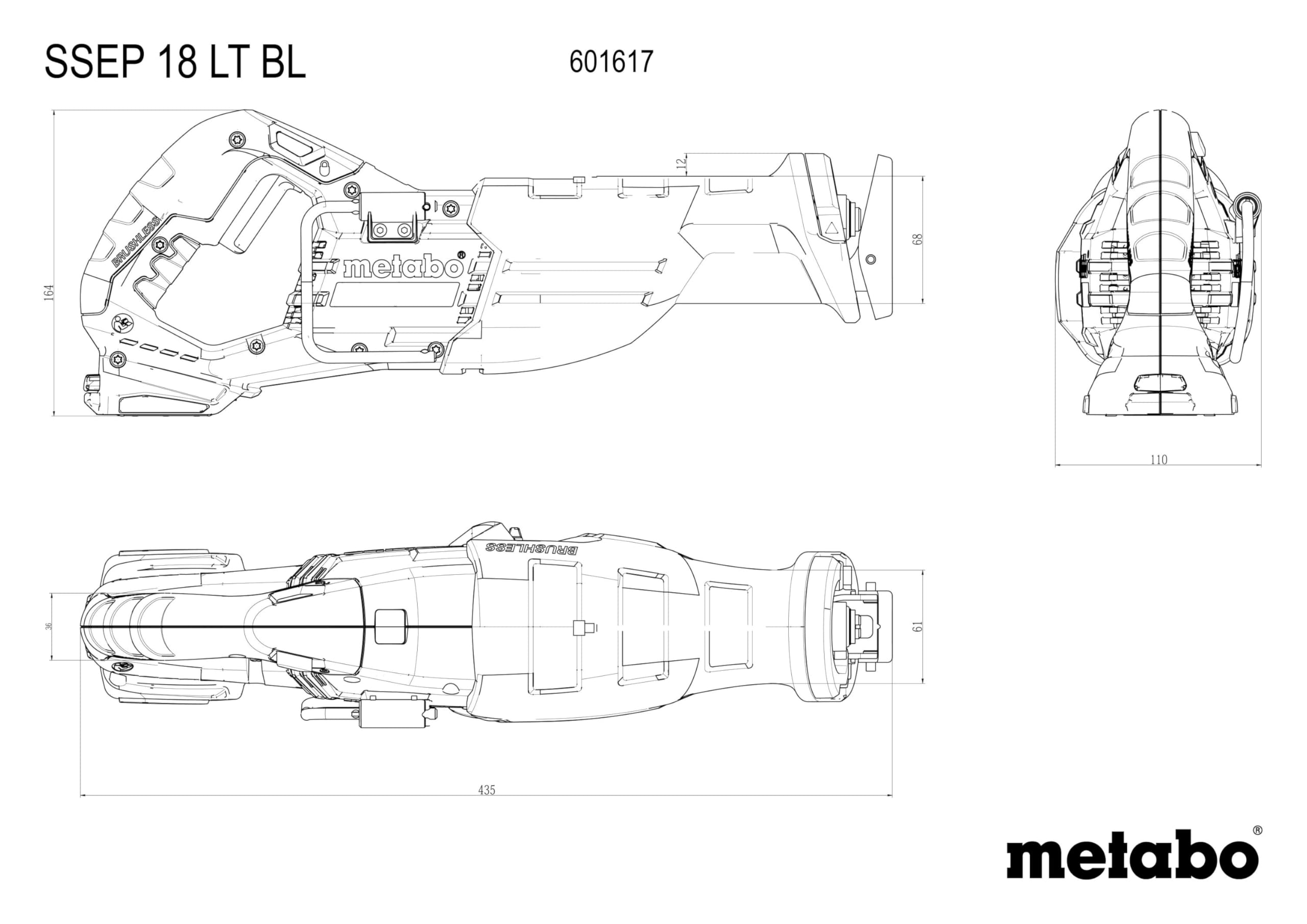 Metabo Bezprzewodowa piła szablasta SSEP 18 LT BL 601617850 bez baterii, bez ładowarki 18 V