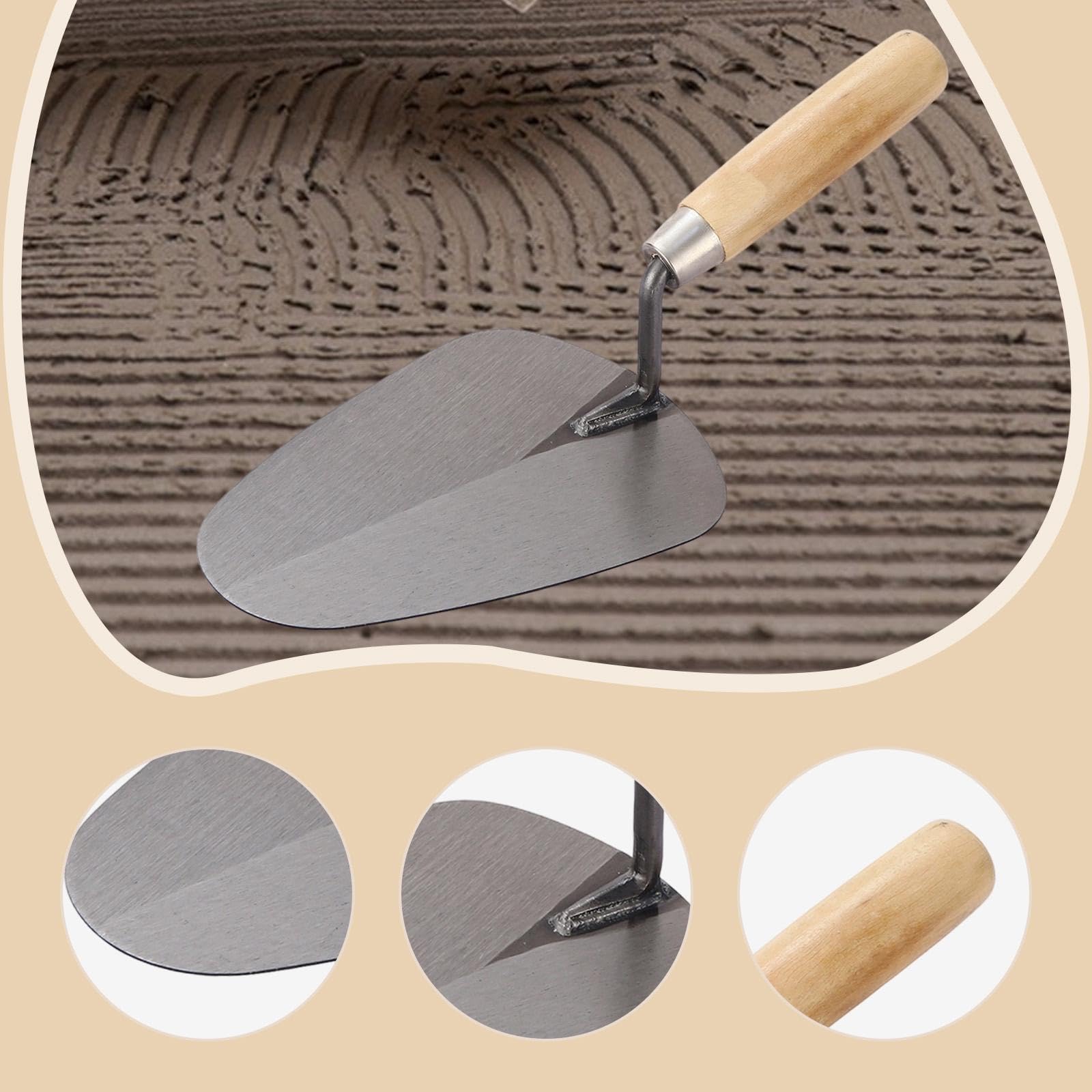 Gralara Truelle pour Béton Outil Manuel Maçonnerie Truelle de Briqueteur Poignée Ergonomique En Bois Finition Lisse Adaptée à La Rénovation Pose de Carrelage, 30cm