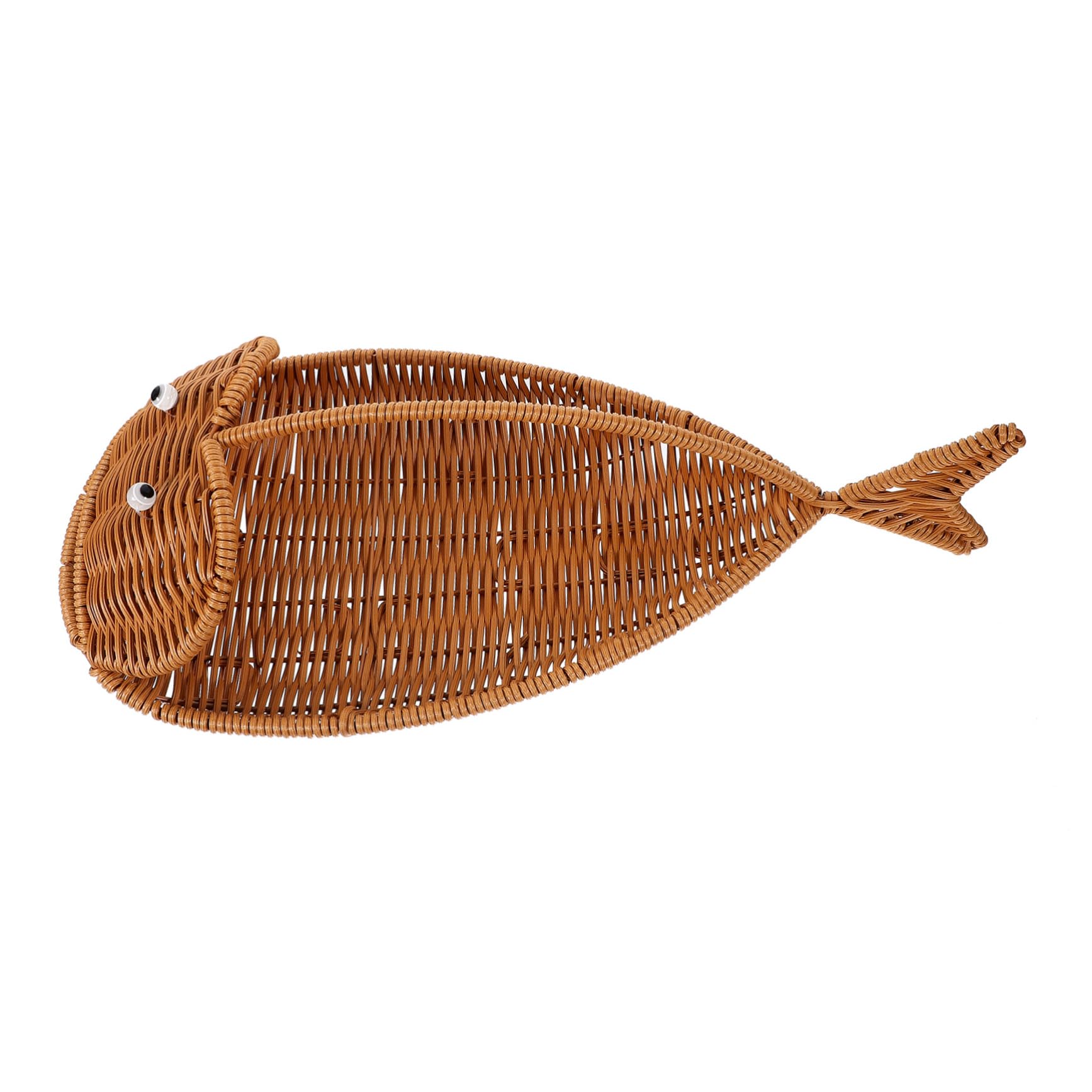 OFFSCH Fish Shaped Snack Basket Rattan Baskets for Kitchens Imitation Rattan Woven