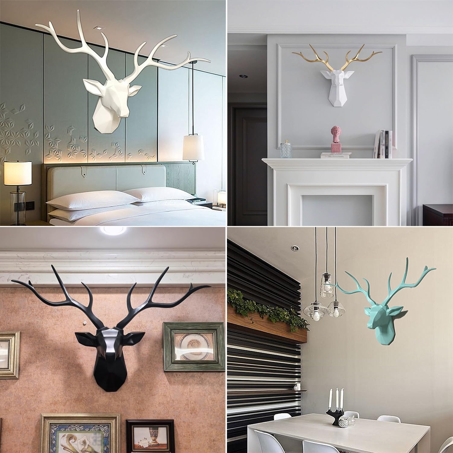 Decorazione da parete 3D a forma di testa di cervo, motivo geometrico con teschio di cervo, per corridoio, soggiorno, bar