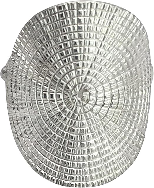 81stgeneration Women's 999 Fine Silver Karen Hill Tribe Round Disc Satin Spiral Adjustable Ring