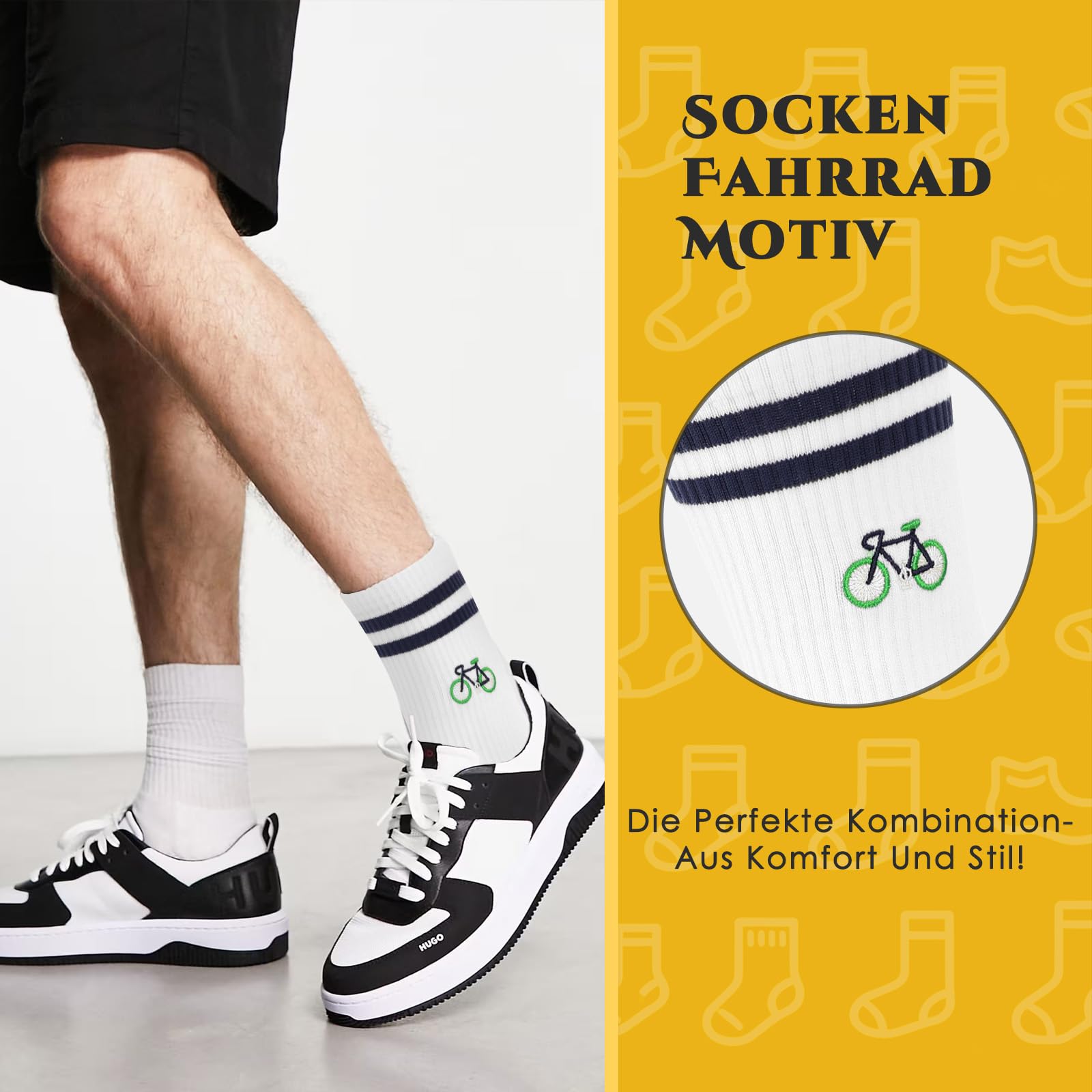 Chaussettes de Vélo Amusantes Motif Cycliste - Chaussettes de Tennis Vélo