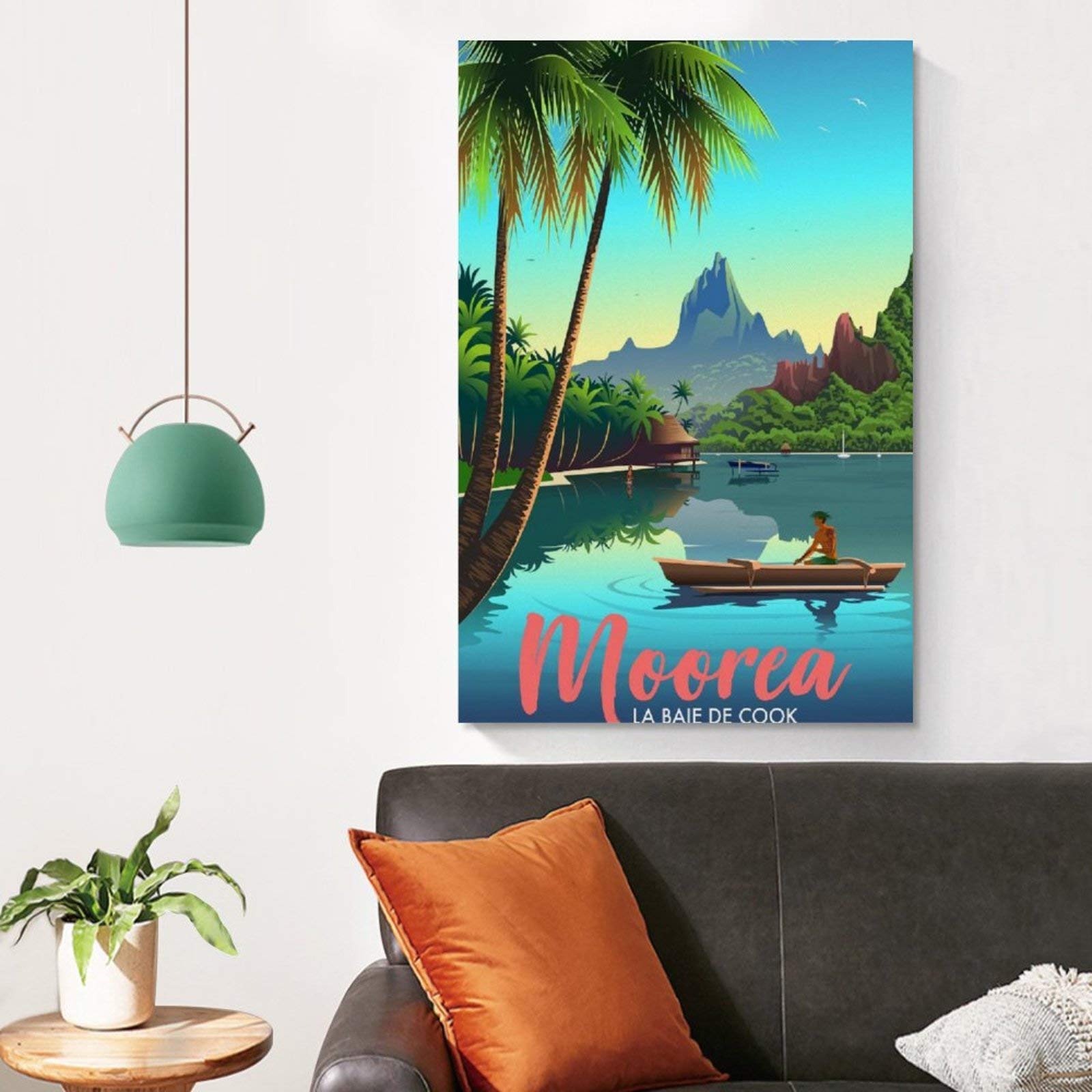 YONGCAI Poster Vintage Moorea Polynésie Française Sur Toile - Décoration Murale Chambre Style Tropical