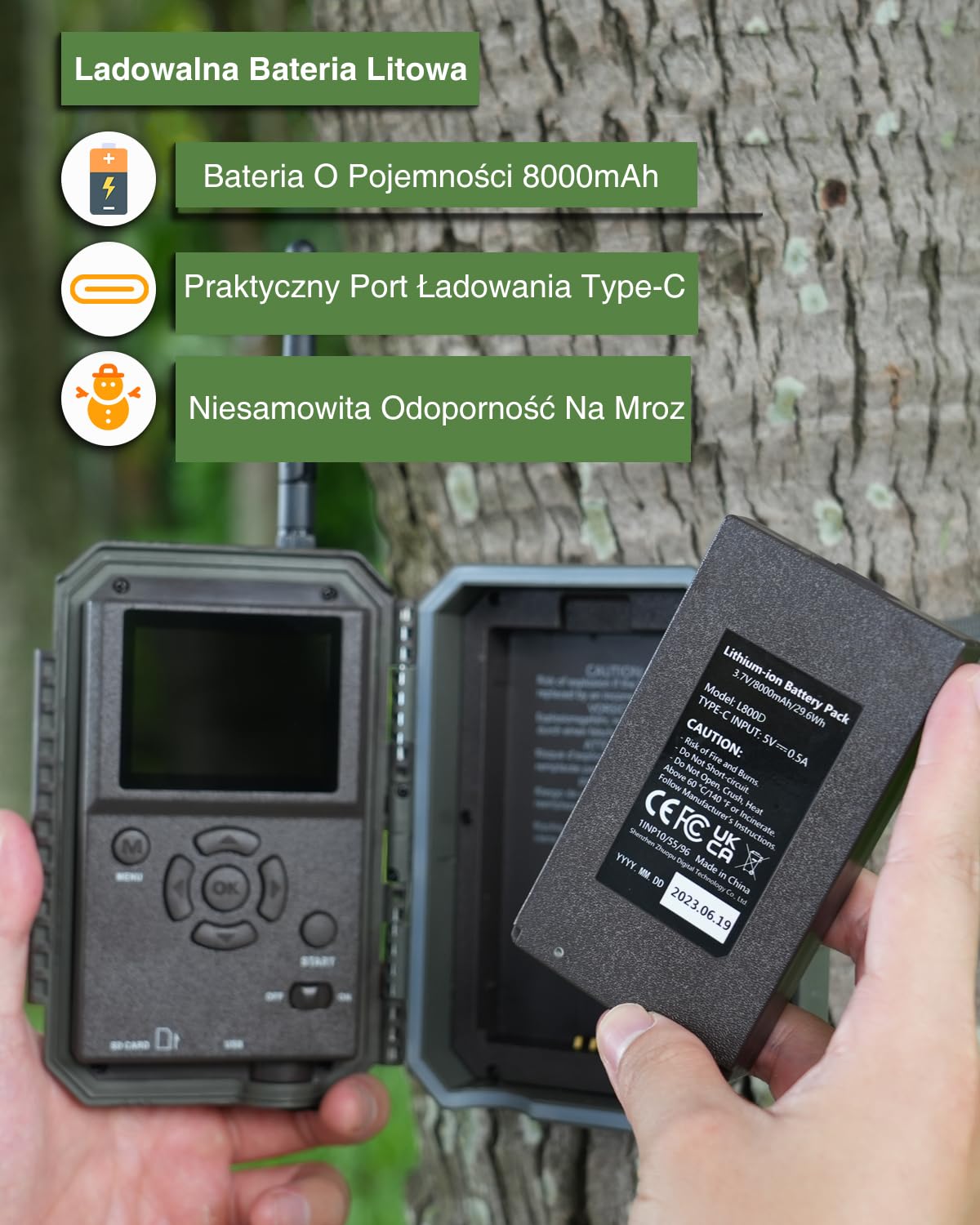 Meidase P200P Kamera Myśliwska WiFi Bluetooth, 48MP 1296P, 30m Noktowizja, 0.1s Aktywacja Ruchu, IP66 Wodoodporna, Transfer Aplikacji, Z Akumulatorem Litowo Jonowym 8000mAh, Monitorowanie Terenu
