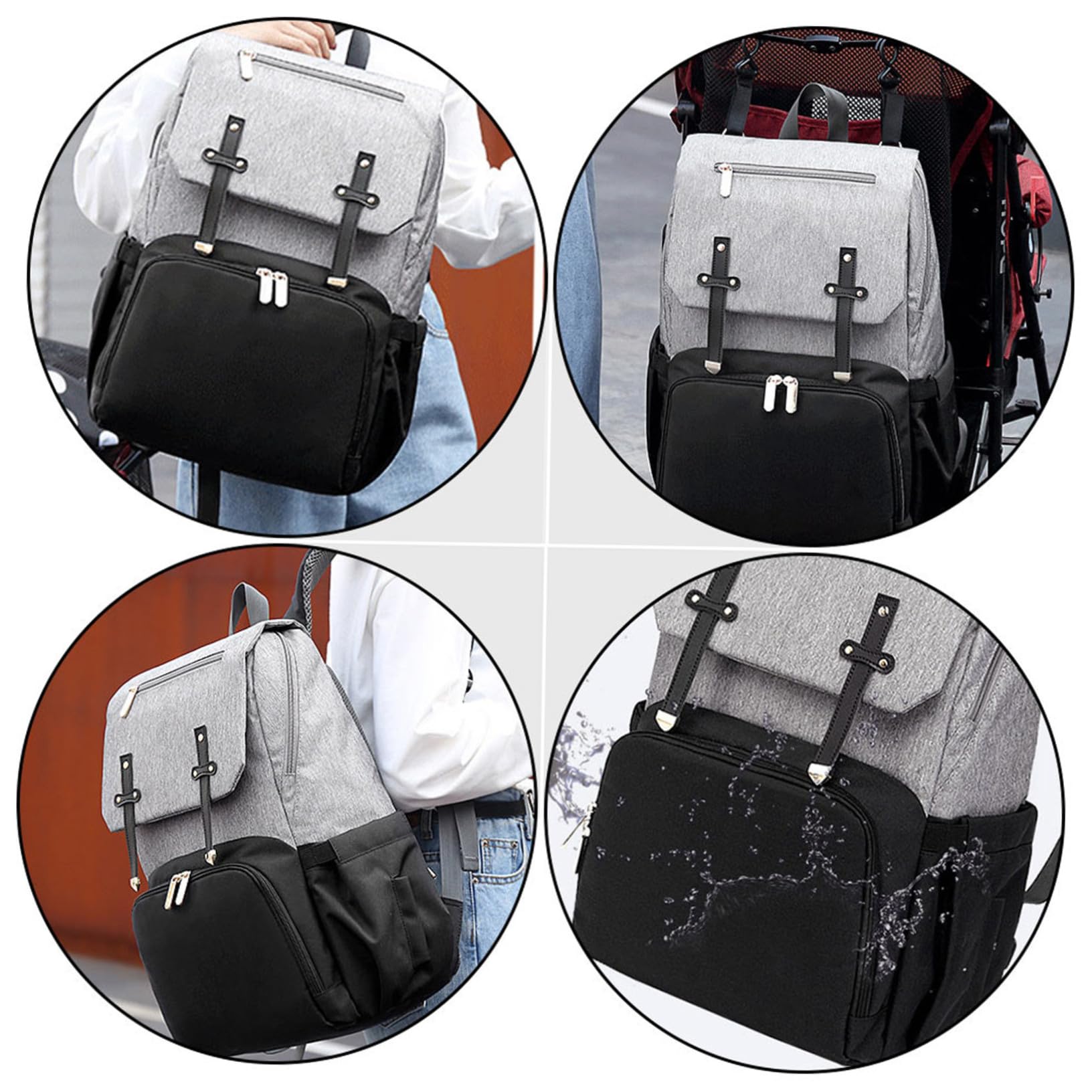 GALPADA Multifunktionaler Mehrzweckwickelrucksack für Mama mit Großer Kapazität aus Strapazierfähigem Oxford Stoff für Ausflüge und Alltag