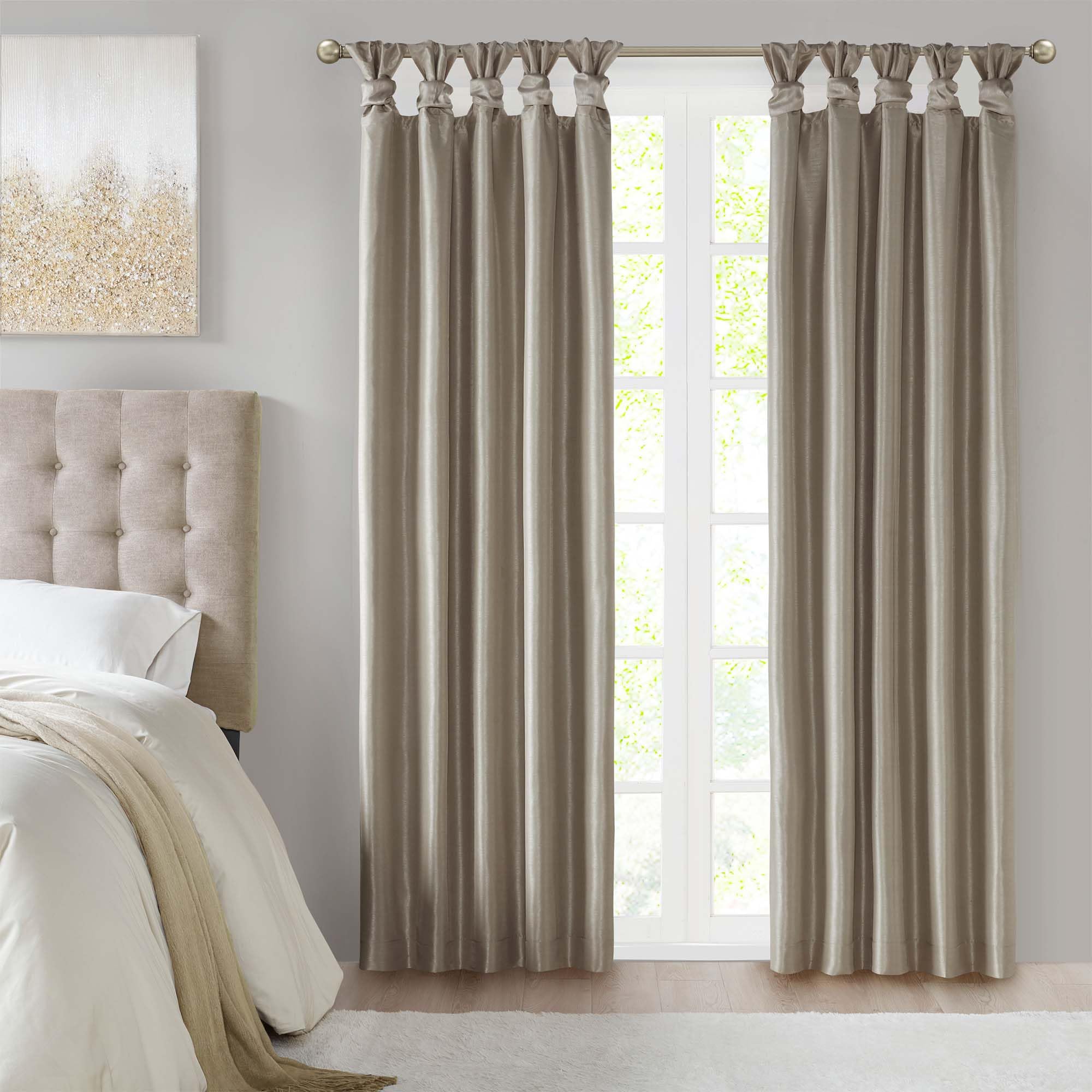 Madison Park Emilia Faux Silk Single Curtain with Privacy Lining, DIY Twist Tab Top