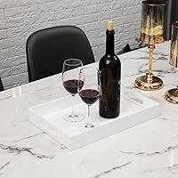 Vista 3 de Bandeja de servir de acrílico blanco brillante con asas resistentes - 10x15 pulgadas - Bandeja para servir café, aperitivos, desayuno, mayordomo