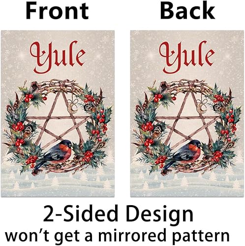 Miniatura 4 de Nepnuser Bandera de jardín de lino Yule con temática pagana Wiccana, decoración de fiesta de bienvenida, solsticio de invierno, vacaciones, Navidad,