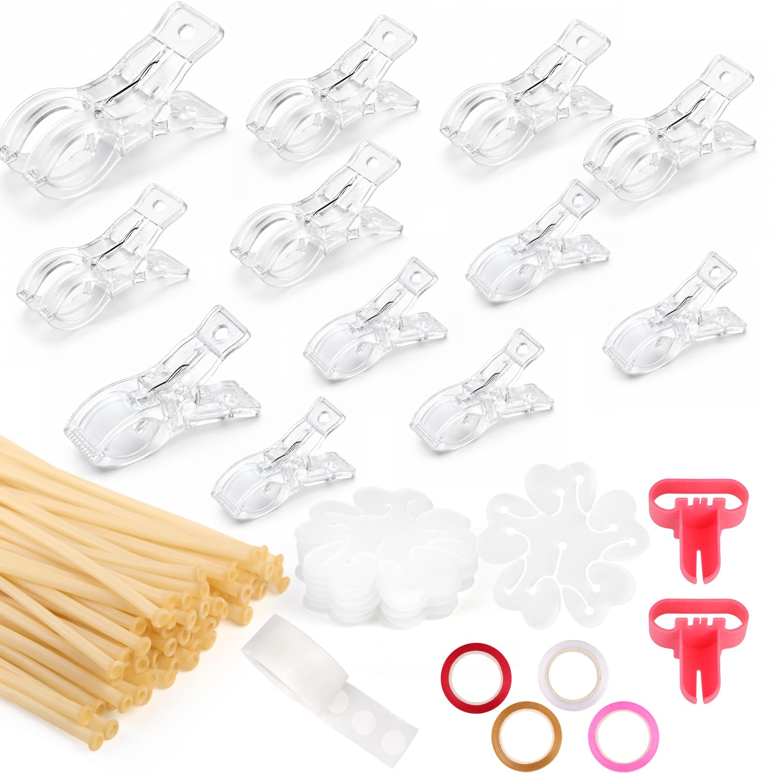 12 Pack Balloon Arch Clips (6x 2.4-in & 6x 3.5-in) Heavy Duty Transparent Clips, 100pcs Clear 260 Balloons & Accessories, Arch Set for Backdrop Parties Photography DIY