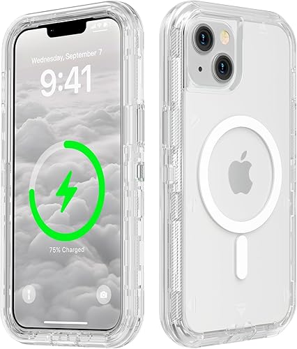Miniatura 38 de para iPhone 15 Pro Max, Funda Compatible con MagSafe, Funda de Protección Anti-Golpes Resistente, Anti-Caída, Funda Magnética Transparente de Doble
