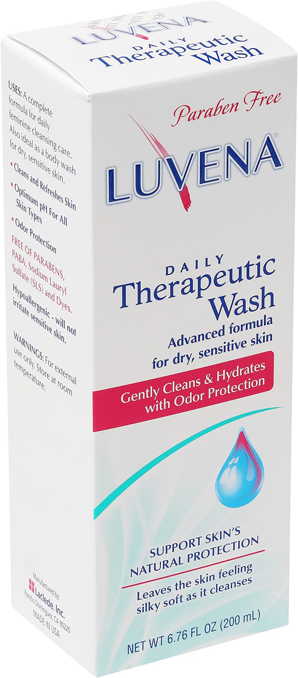 Luvena Personal Wash - Intimate Wash for Women - Gentle Feminine Wash to Help Moisturize and Resist Odor - pH Balanced, Vitamin E, Paraben Free - Gynecologist Tested - Sweet Pea Scented - (6.76 oz)